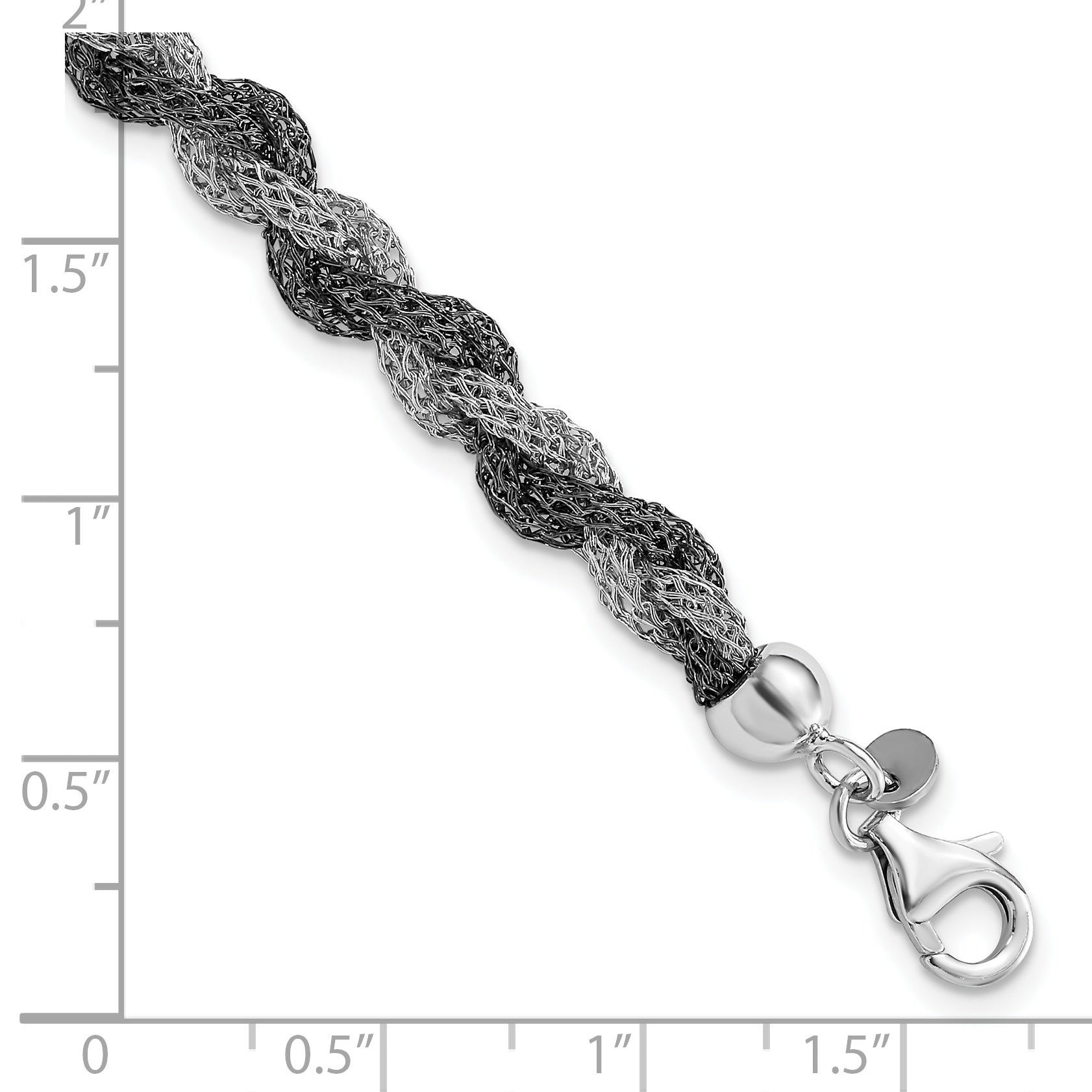 Sterling Silver Ruthenium Twisted Mesh Bracelet - 7