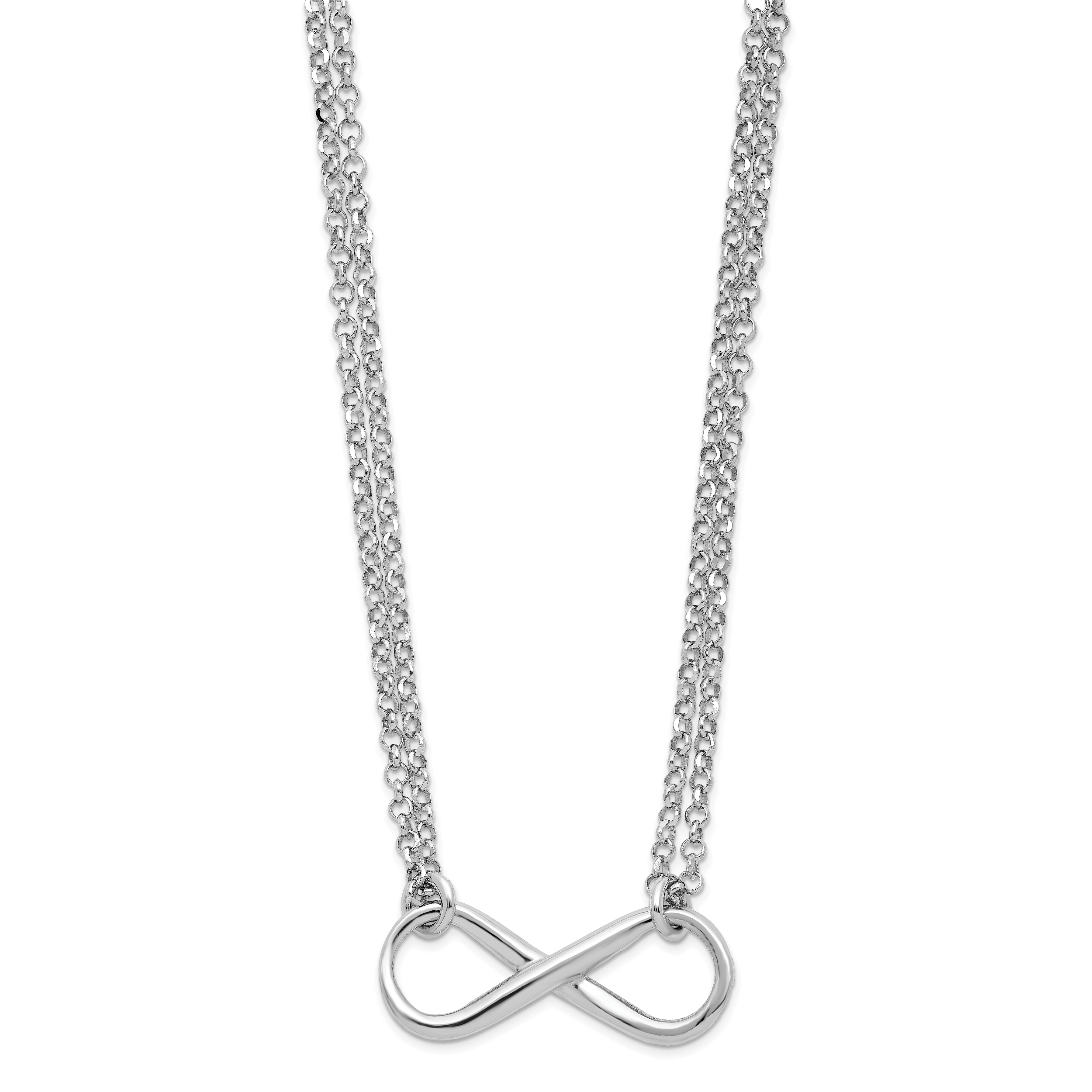 Sterling Silver RH-plated Polished Infinity Symbol Necklace Secondary image