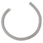 Sterling Silver 925 Polished Mesh Braided Necklace Elegant Fancy Design