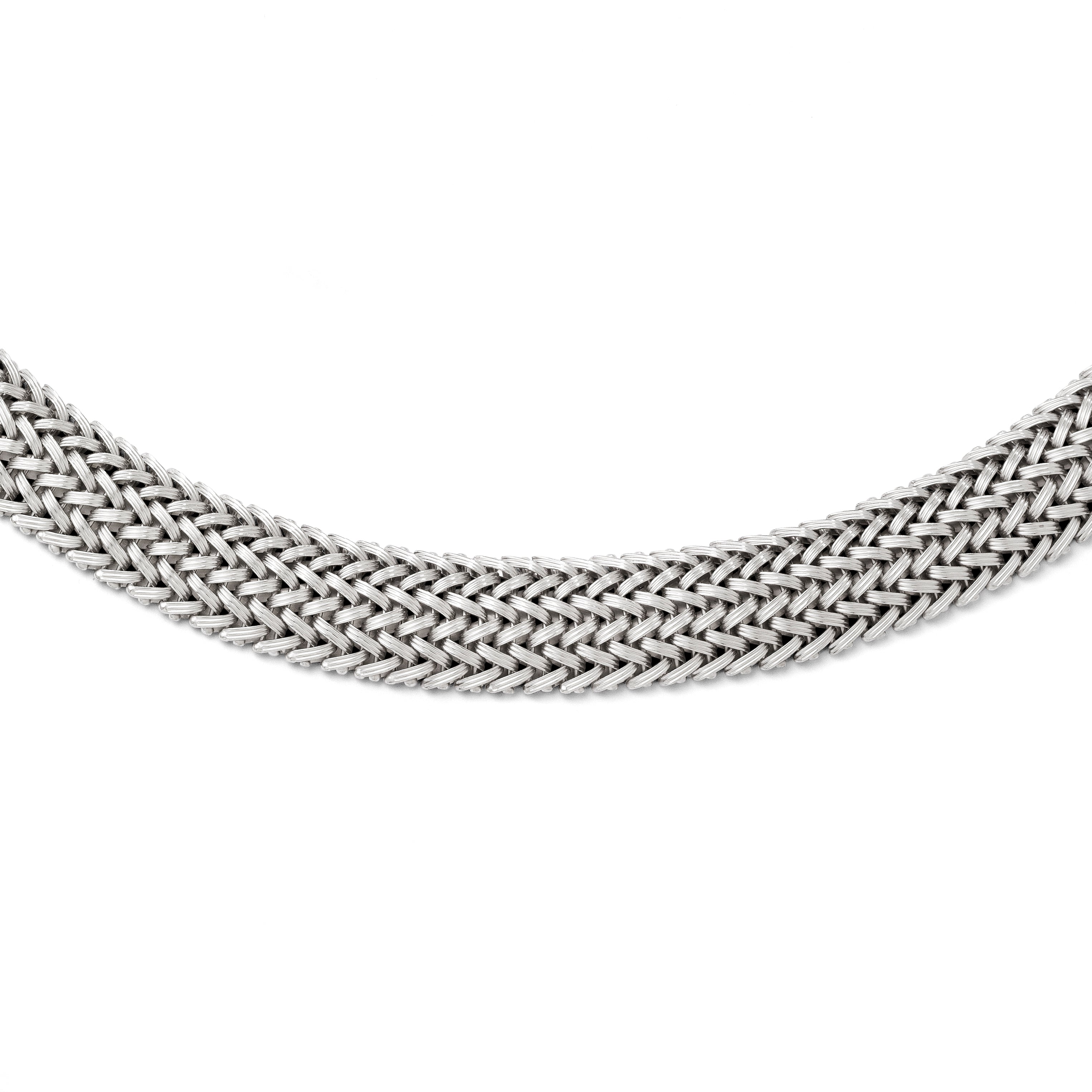 Sterling Silver Polished Mesh Braided Necklace Main image