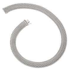 Sterling Silver 925 Mesh Link Necklace in Polished Elegant Finish