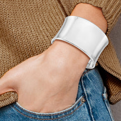 Sophia Jewelers Sterling Silver 925 Cuff Bangle with Polished Rhodium Finish
