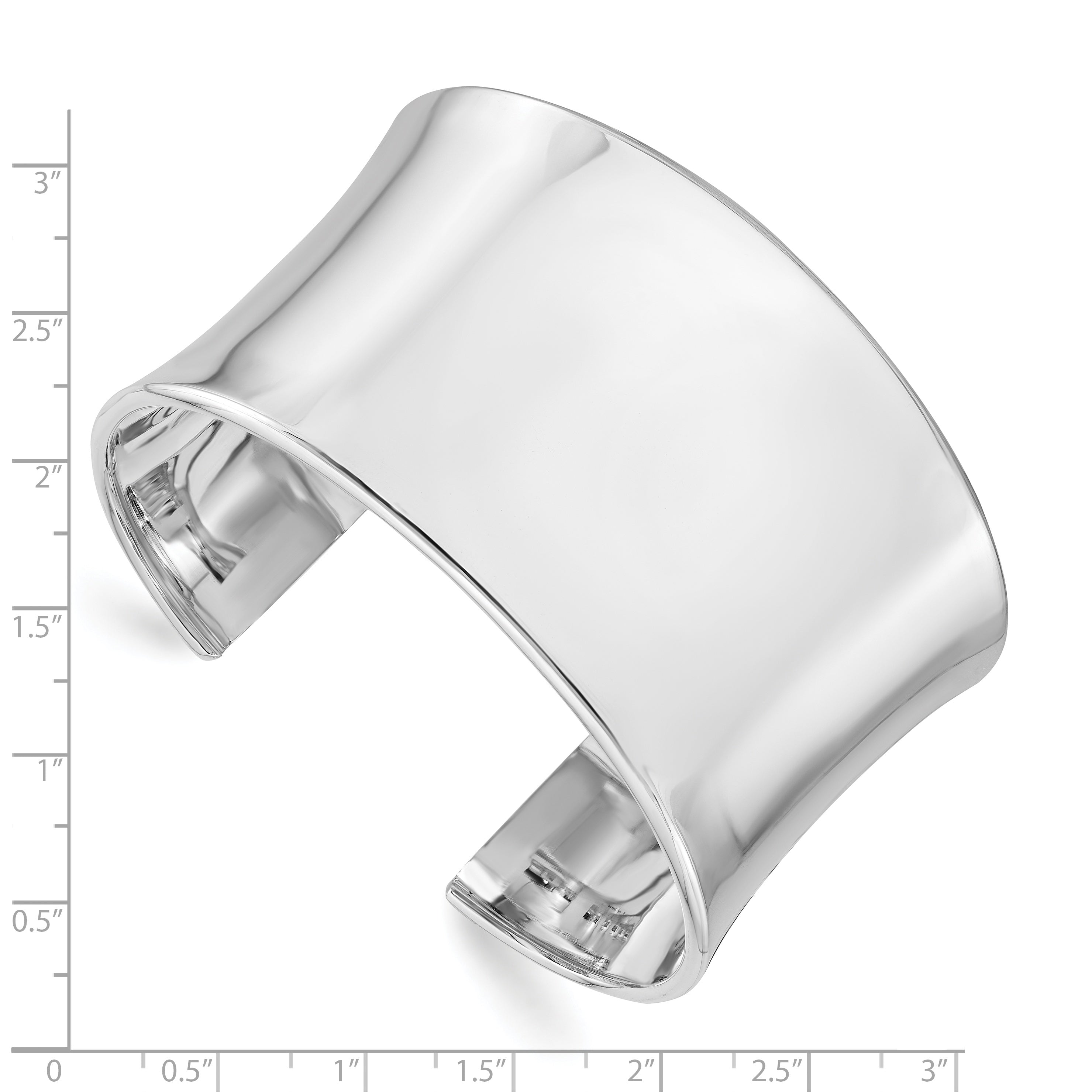 Sophia Jewelers Sterling Silver 925 Cuff Bangle with Polished Rhodium Finish