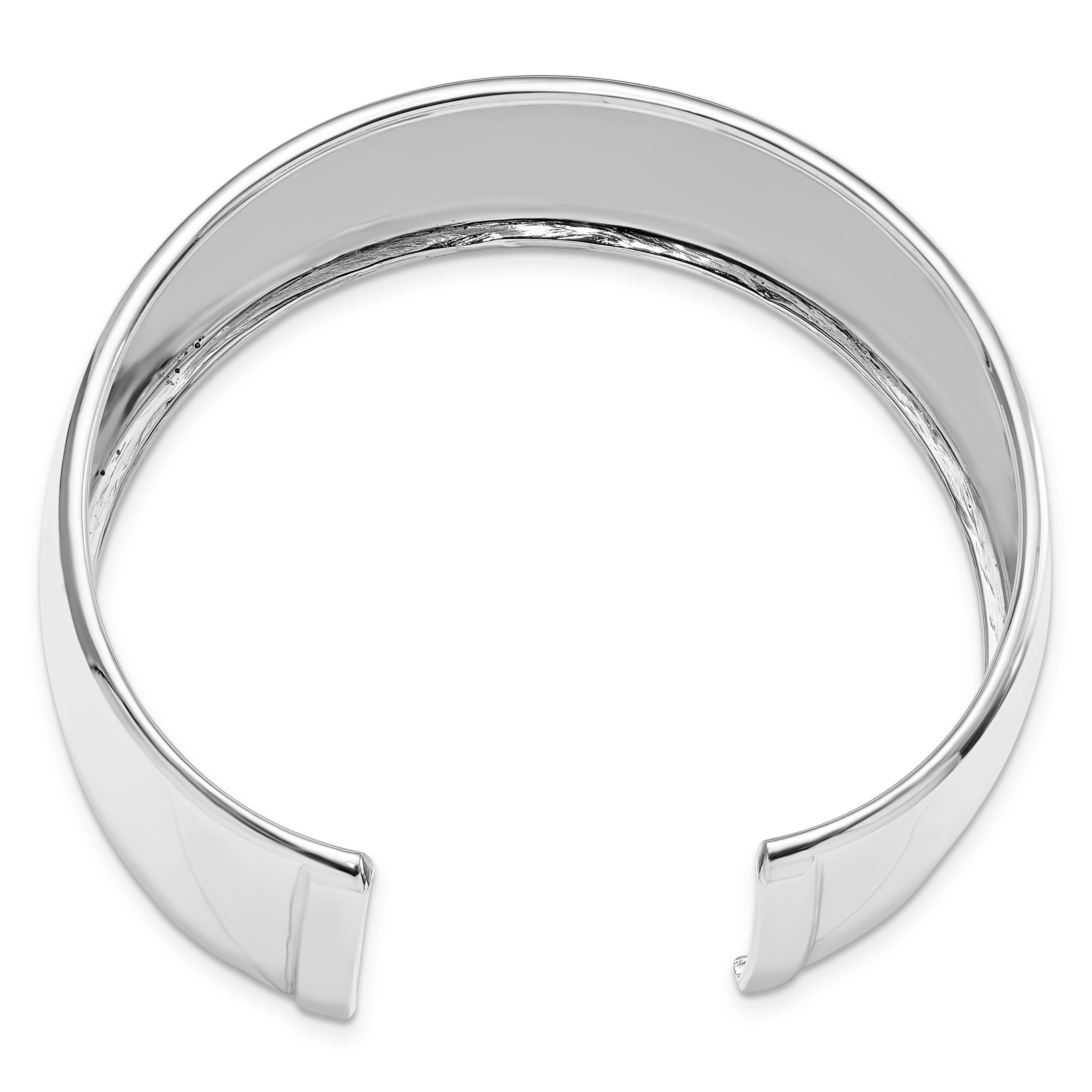 Sterling Silver 925 Polished Cuff Bangle with Rhodium Plating Elegant Handcrafted Design Secondary image