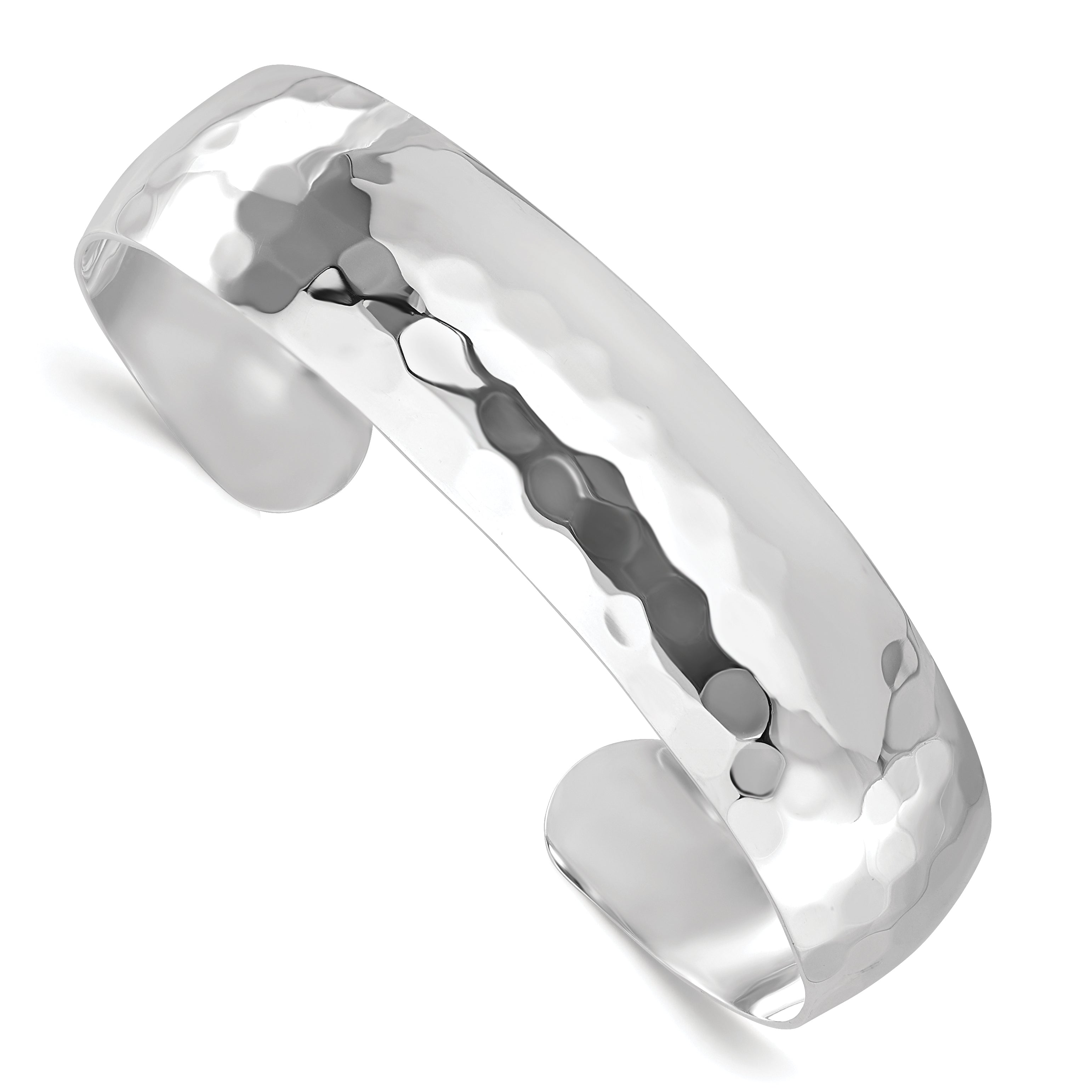 Sterling Silver Polished Hammered Slip-on Bangle Main image