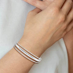 Sterling Silver 925 Polished Cuff Bangle with Elegant Solid Design