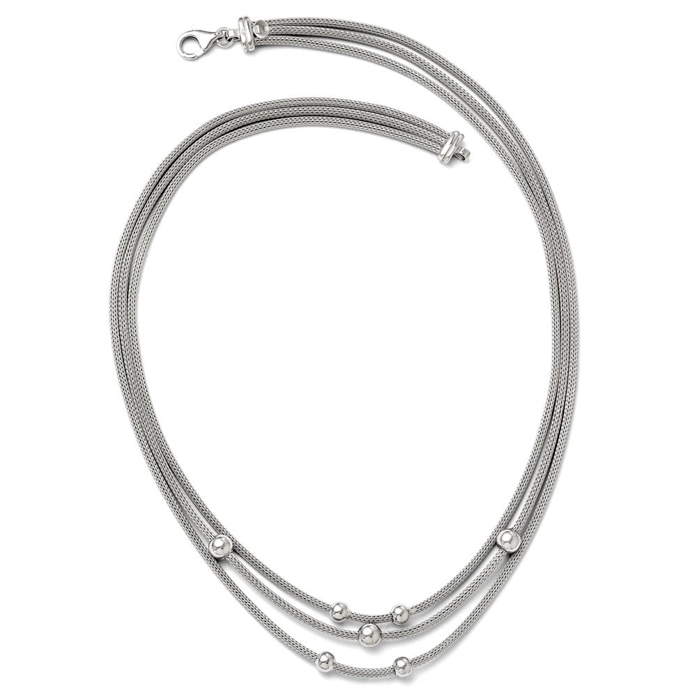 Sophia Jewelers Sterling Silver 925 Beaded Mesh Necklace Elegant and Polished