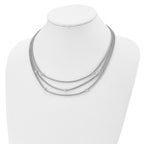 Sterling Silver RH-plated Polished Beaded Mesh Necklace