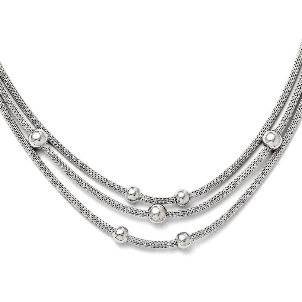 Sophia Jewelers Sterling Silver 925 Beaded Mesh Necklace Elegant and Polished