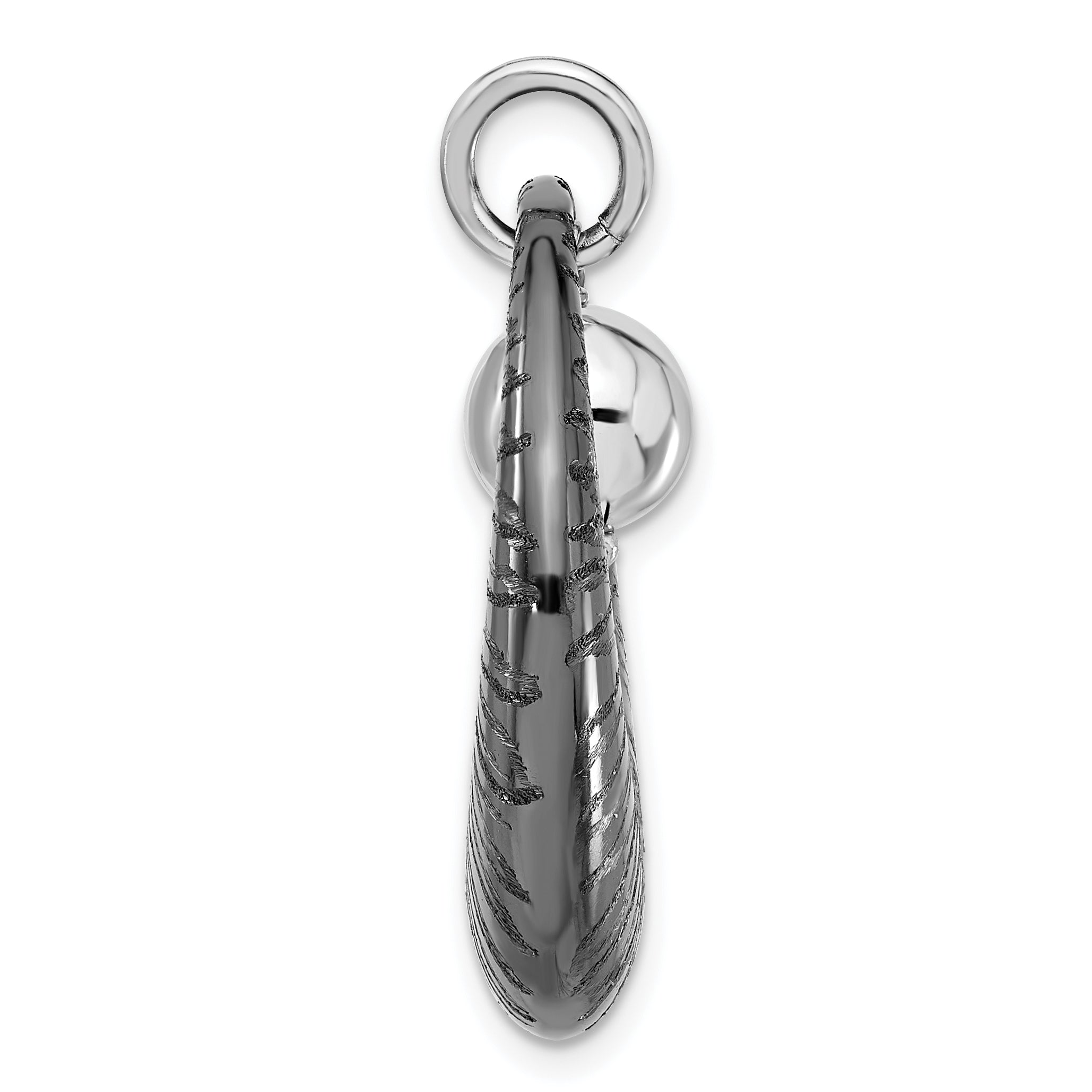 Leslie's Sterling Silver Ruthenium-plated Polished & Textured Pendant