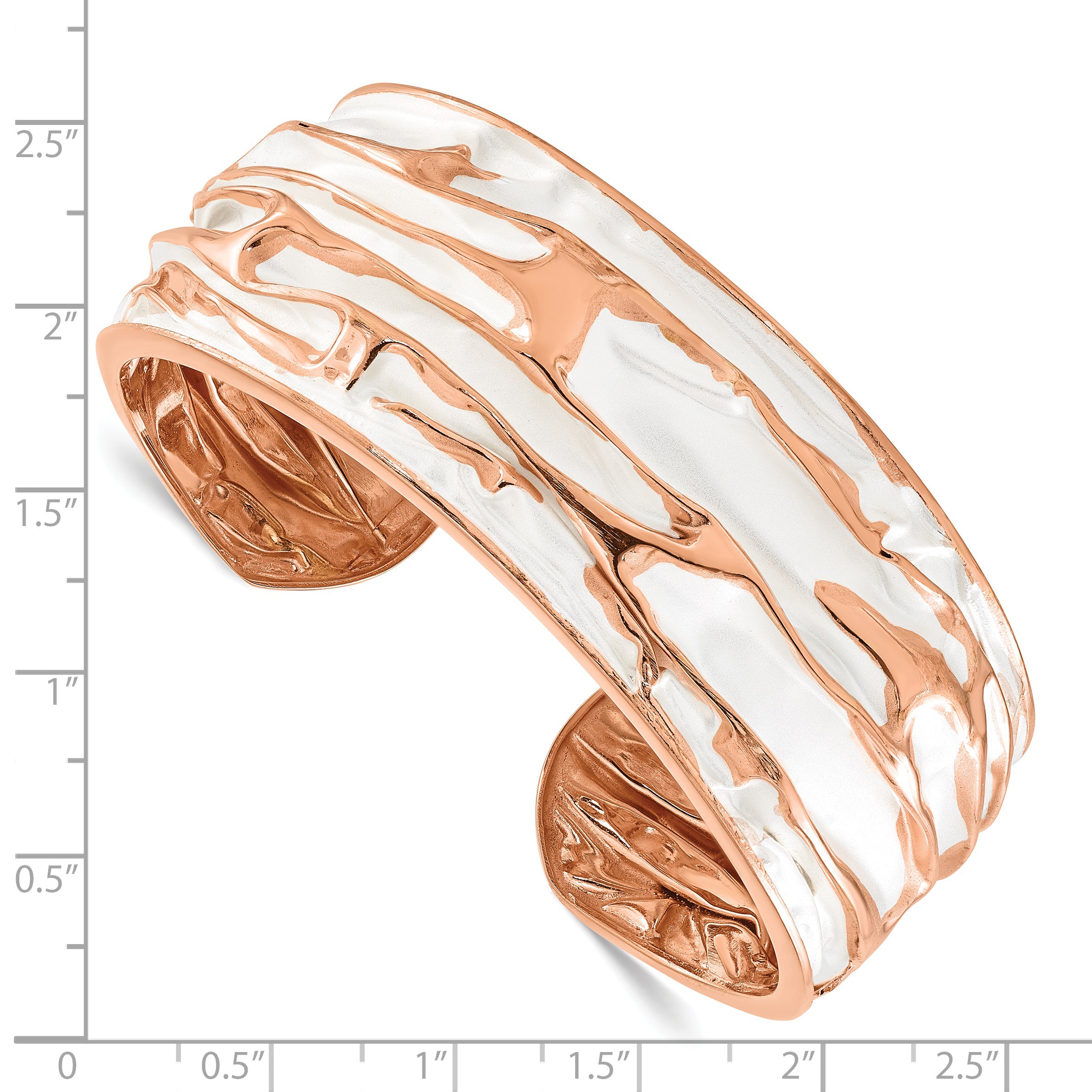 Sophia Jewelers 925 Rose Gold-Plated Textured Cuff Bracelet for Women