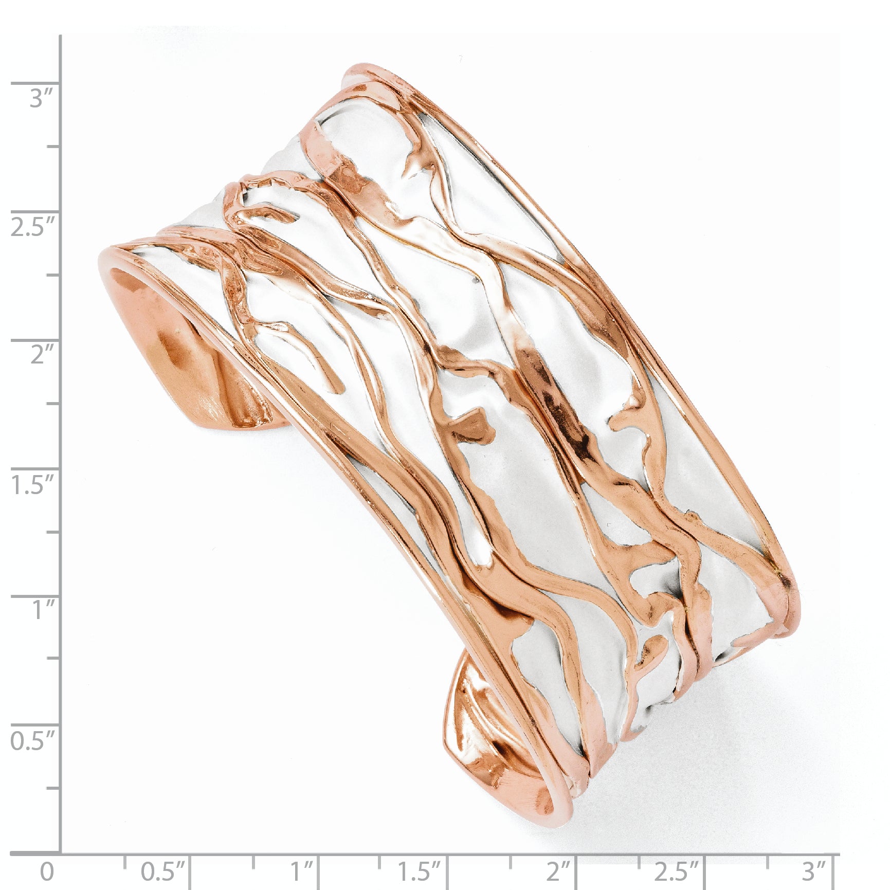 Sophia Jewelers 925 Rose Gold-Plated Sterling Silver Cuff Bangle Polished Finish