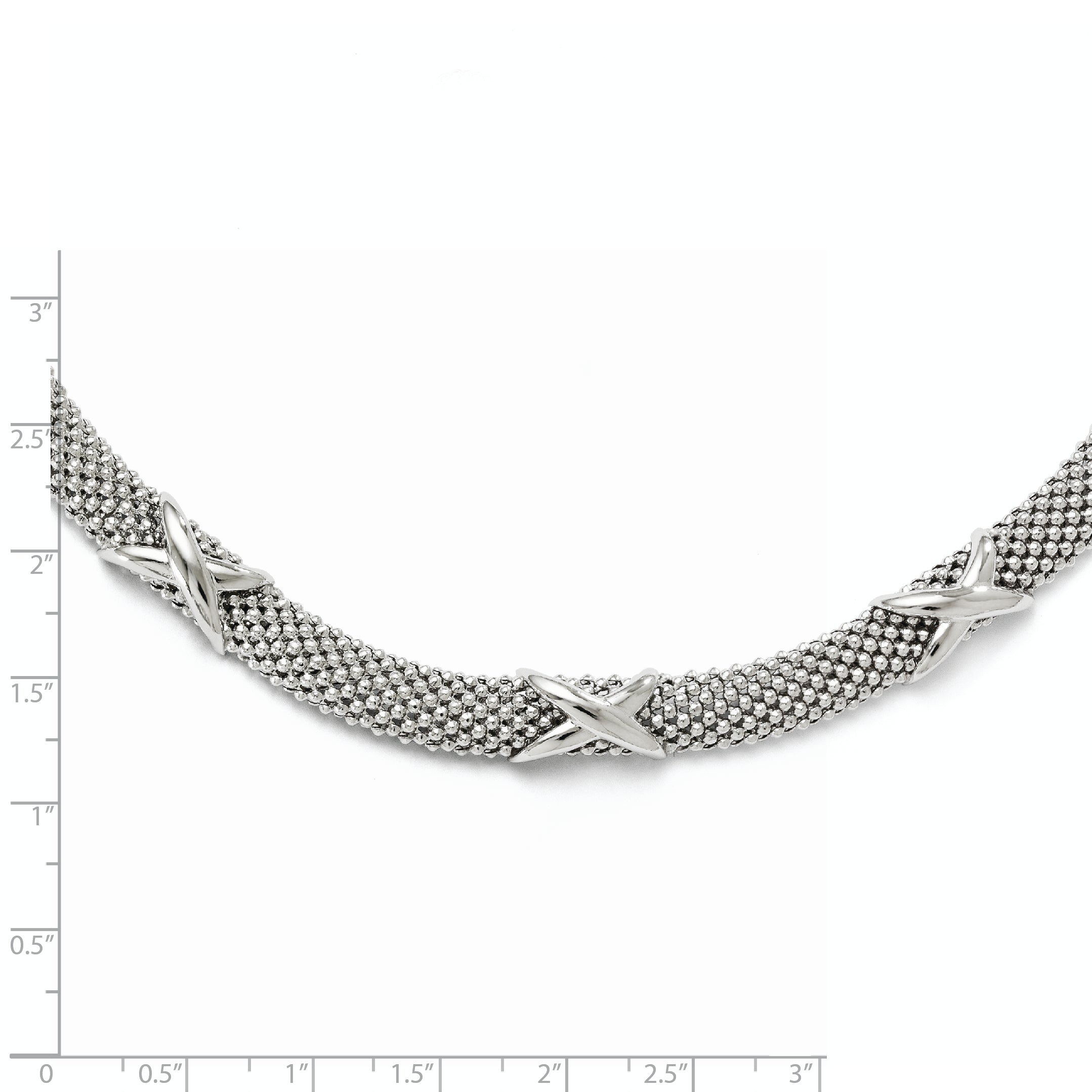 Sterling Silver 925 Polished Mesh Necklace, Solid & Elegant Design - 18
