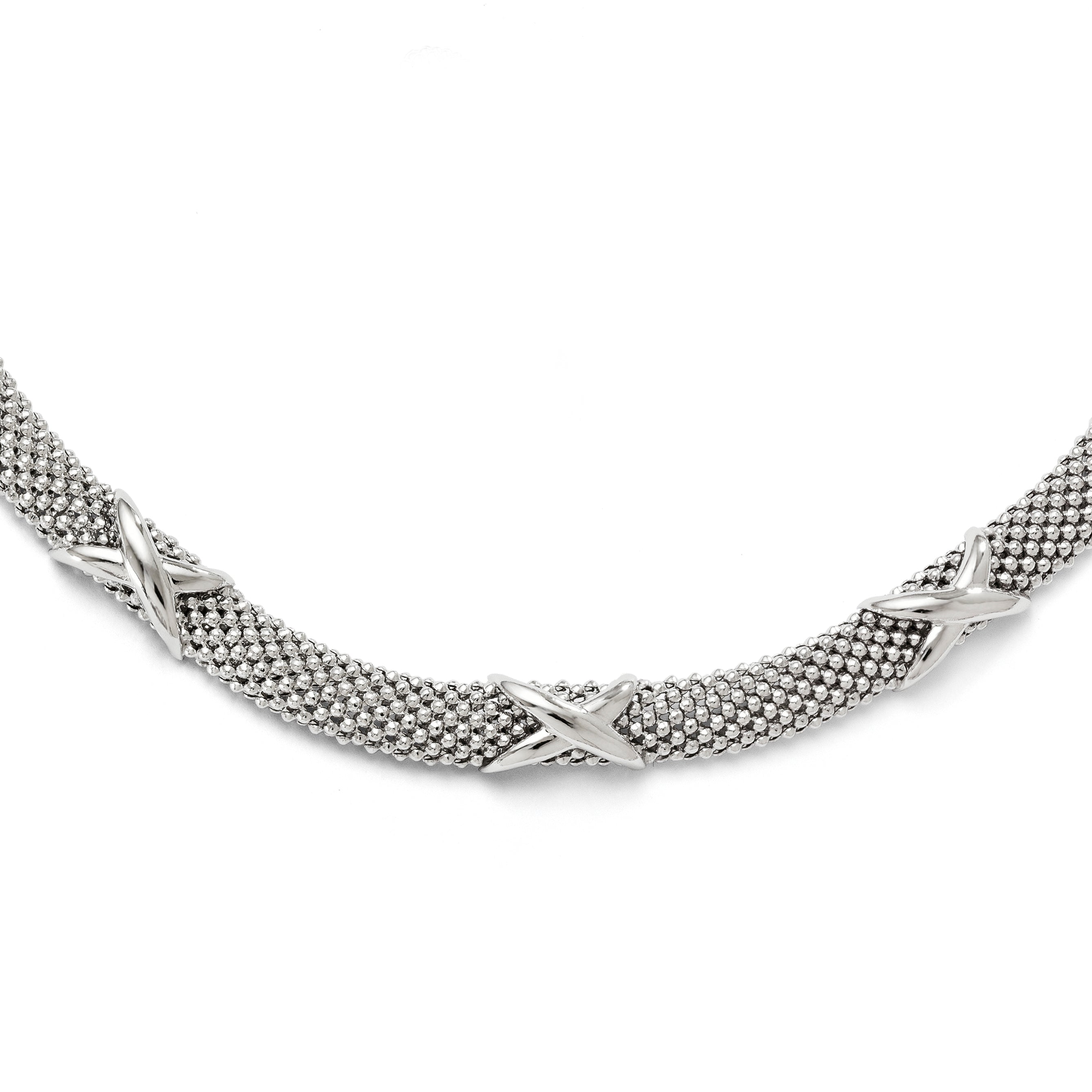 Sterling Silver Polished Mesh Necklace