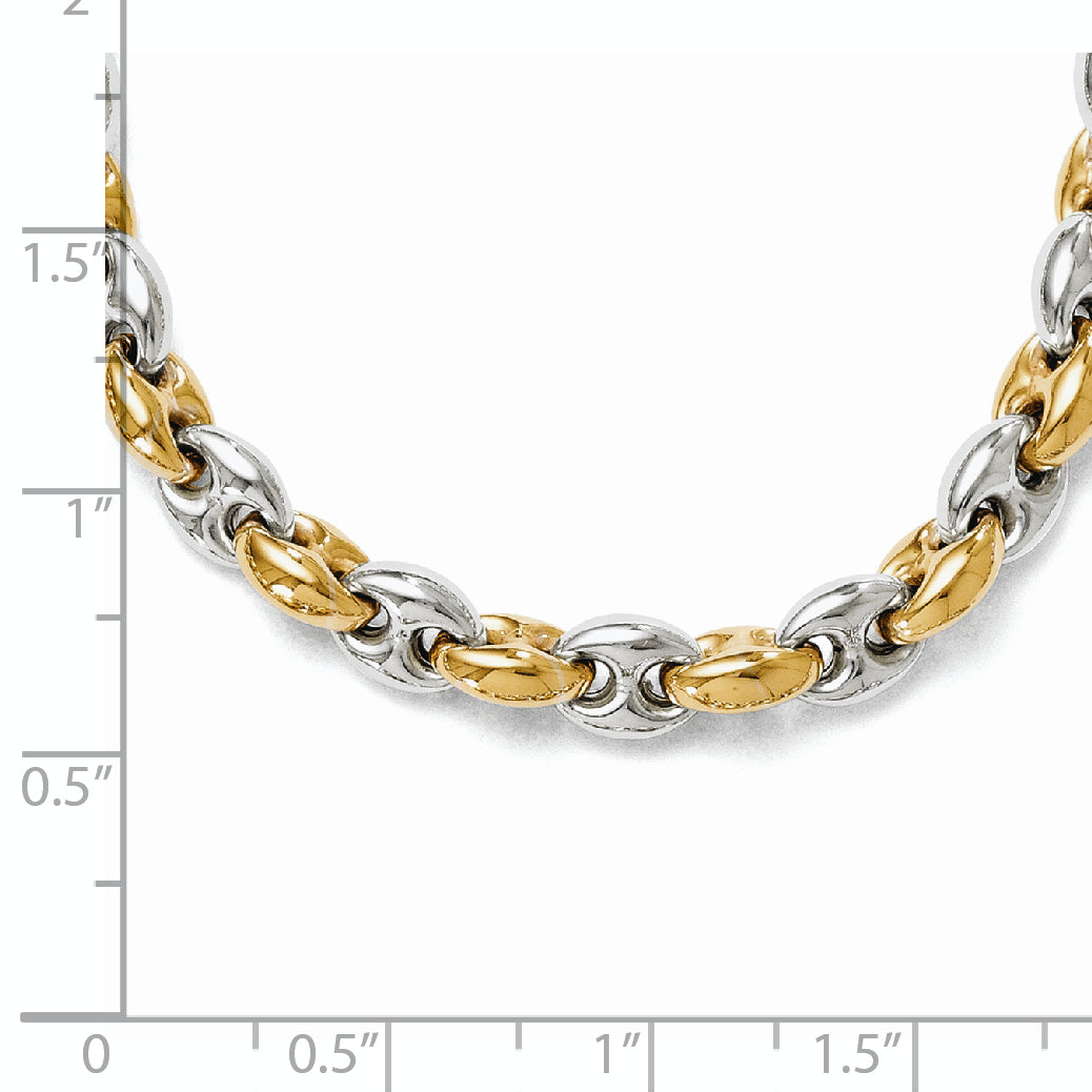 Sophia Jewelers 18 Two-Tone Sterling Silver Necklace with Gold-Tone Accents