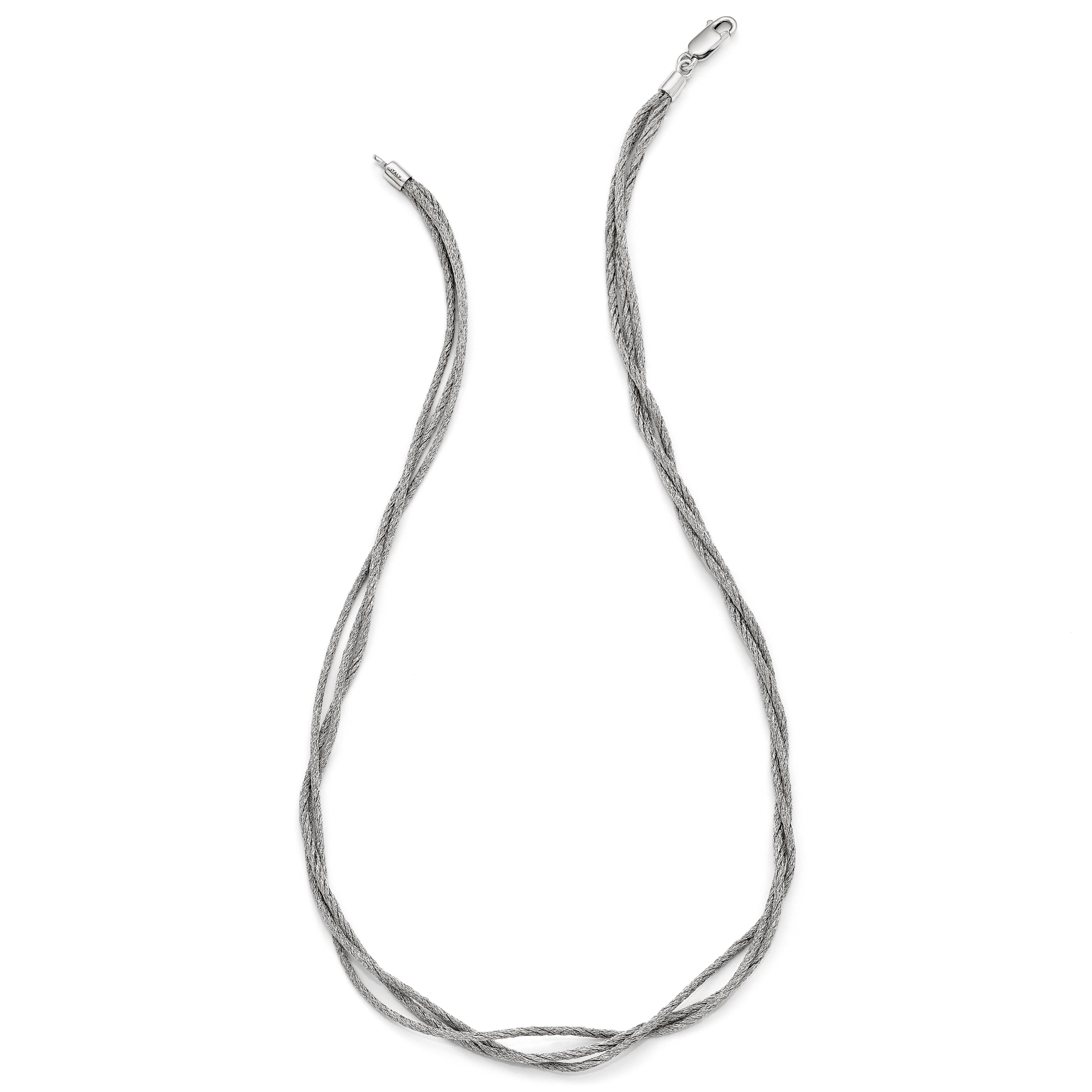 Sterling Silver 925 Three Strand Mesh Necklace with Lobster Clasp