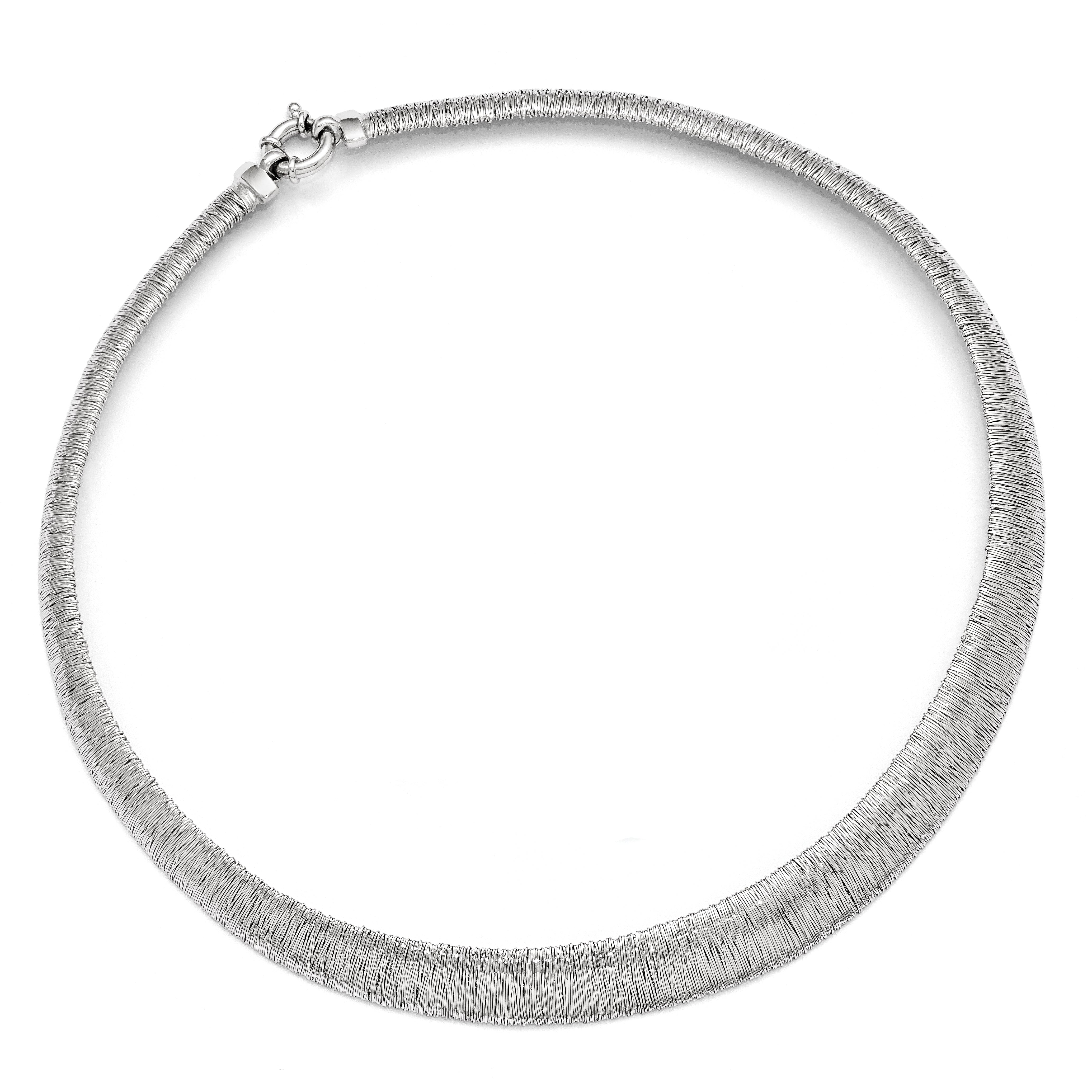 Sterling Silver Polished and Textured Graduated Neck Collar