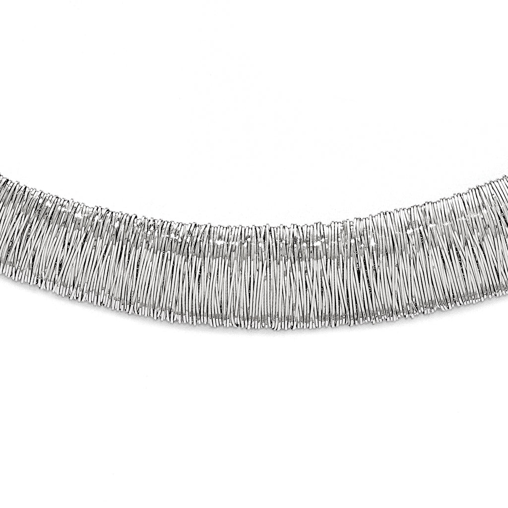 Sterling Silver Polished and Textured Graduated Neck Collar