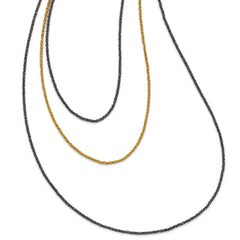 Sterling Silver Ruthenium & Gold-plated 3 Strand Necklace