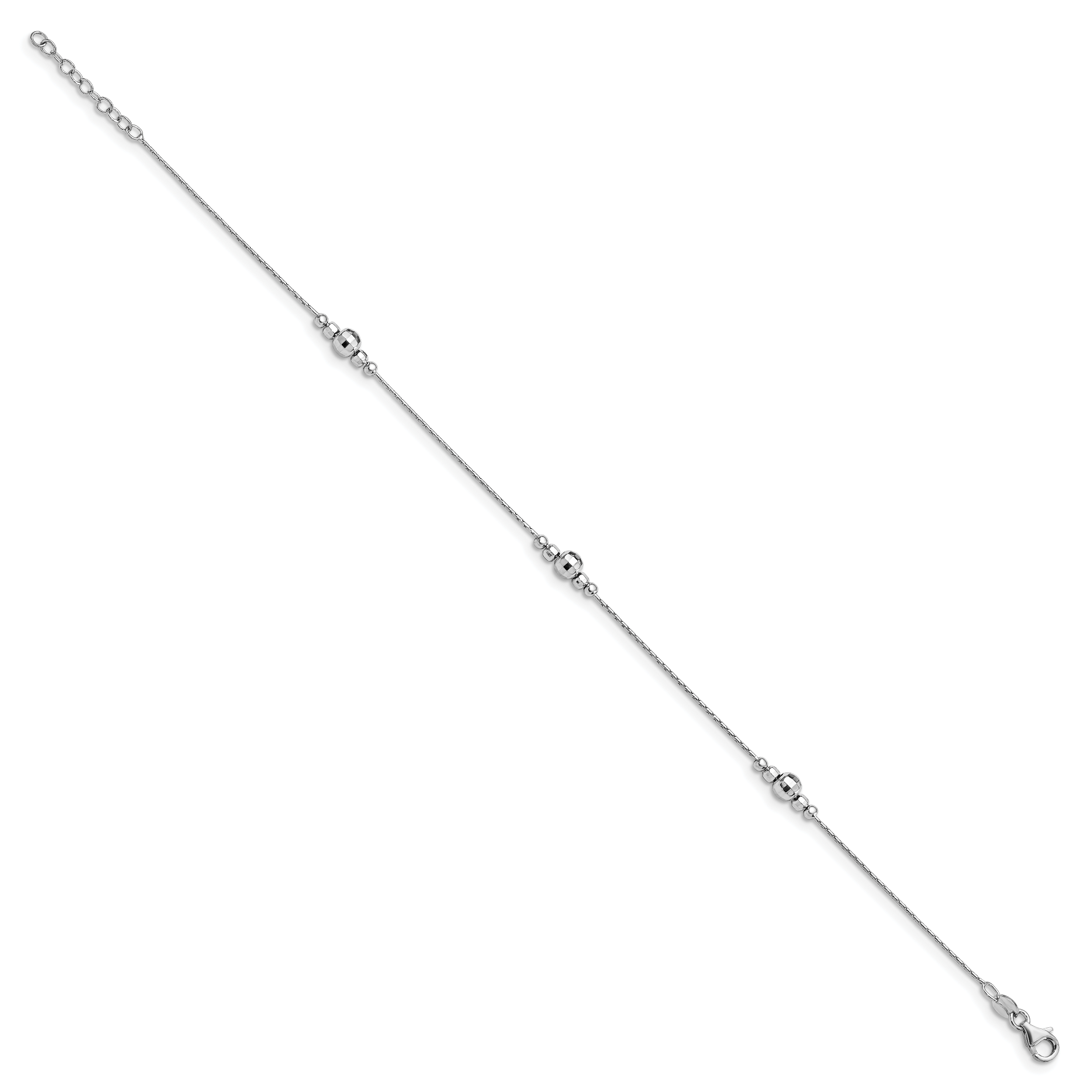 Sterling Silver Polished w/1in ext. Anklet Secondary image