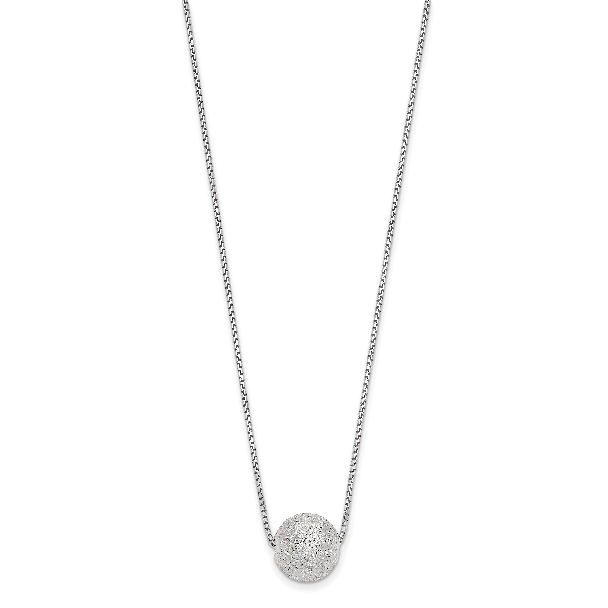 SS Radiant Essence Rh-plated Polish/Text w/2in ext. Necklace Secondary image