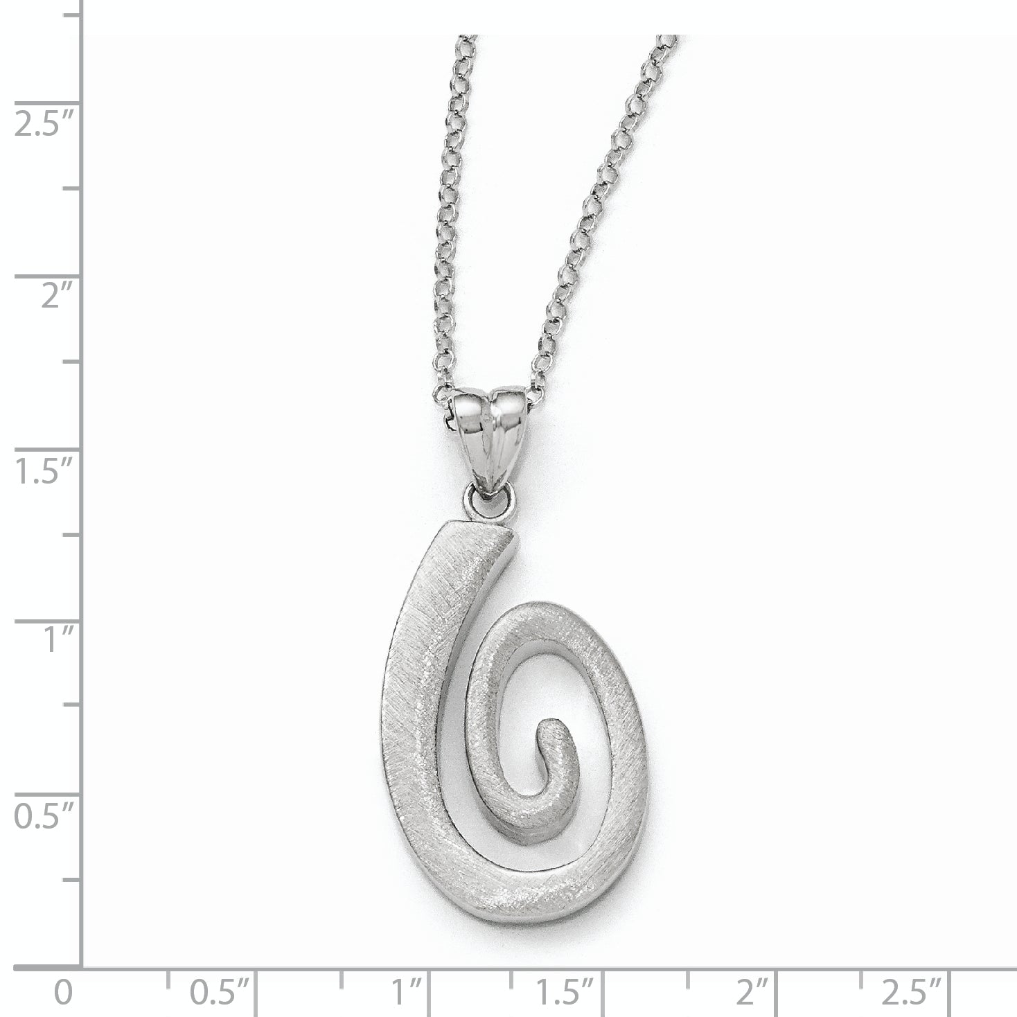 Sterling Silver Polished & Scratch Finish Necklace w/1.5in ext