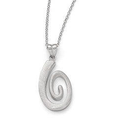 Sterling Silver Polished & Scratch Finish Necklace w/1.5in ext