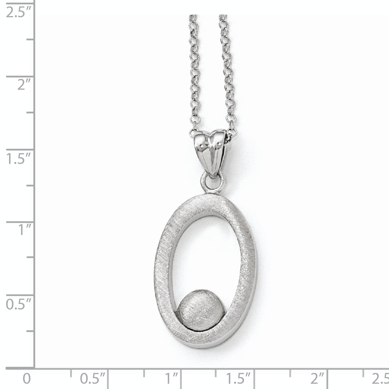 Sterling Silver Polished & Scratch Finish Necklace w/1.5in ext