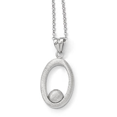 Sterling Silver Polished & Scratch Finish Necklace w/1.5in ext