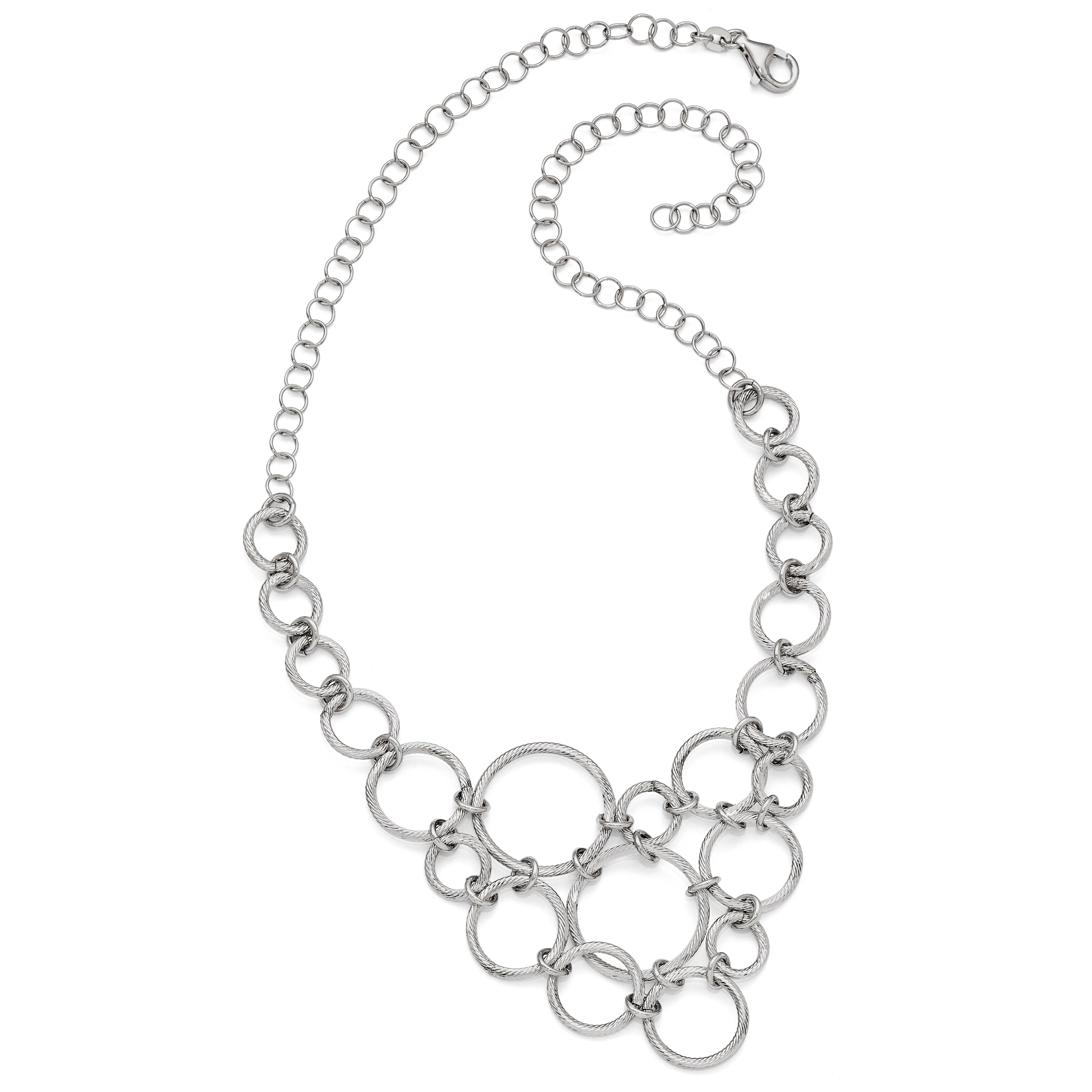 Sterling Silver 925 Fancy Link Necklace with Polished Diamond-Cut Finish Secondary image