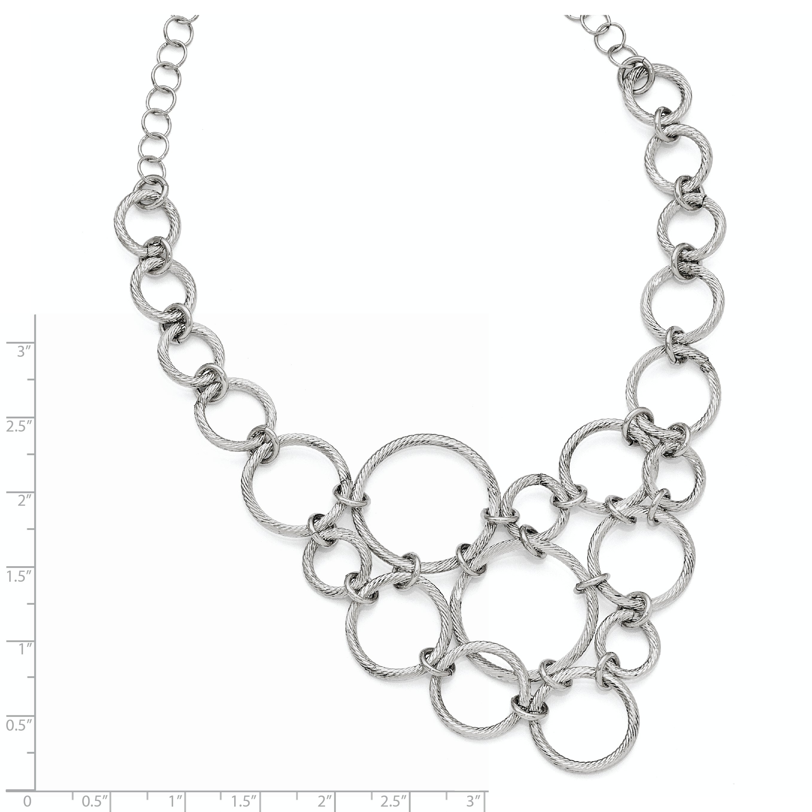 Sterling Silver Polished & Diamond-cut Fancy Link Necklace
