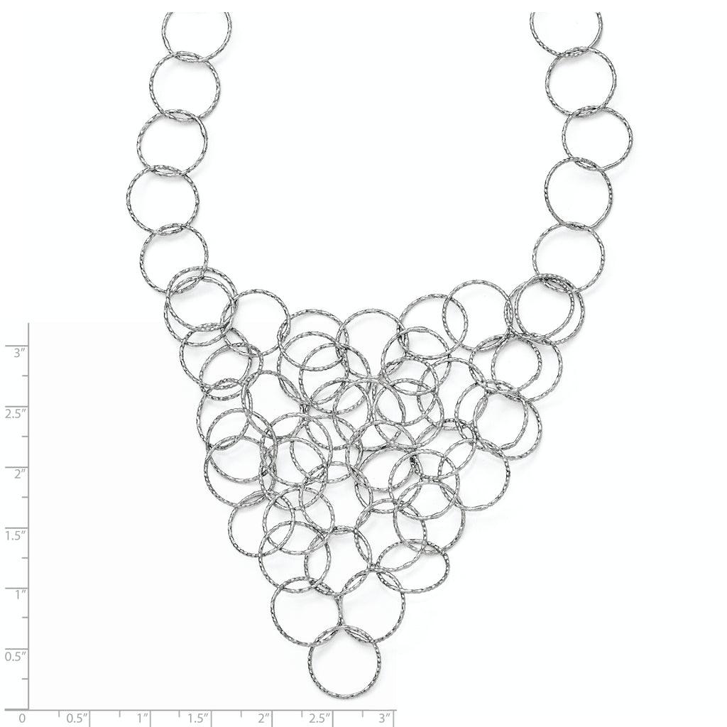 Sterling Silver 925 Fancy Link Necklace with Polished Textured Finish