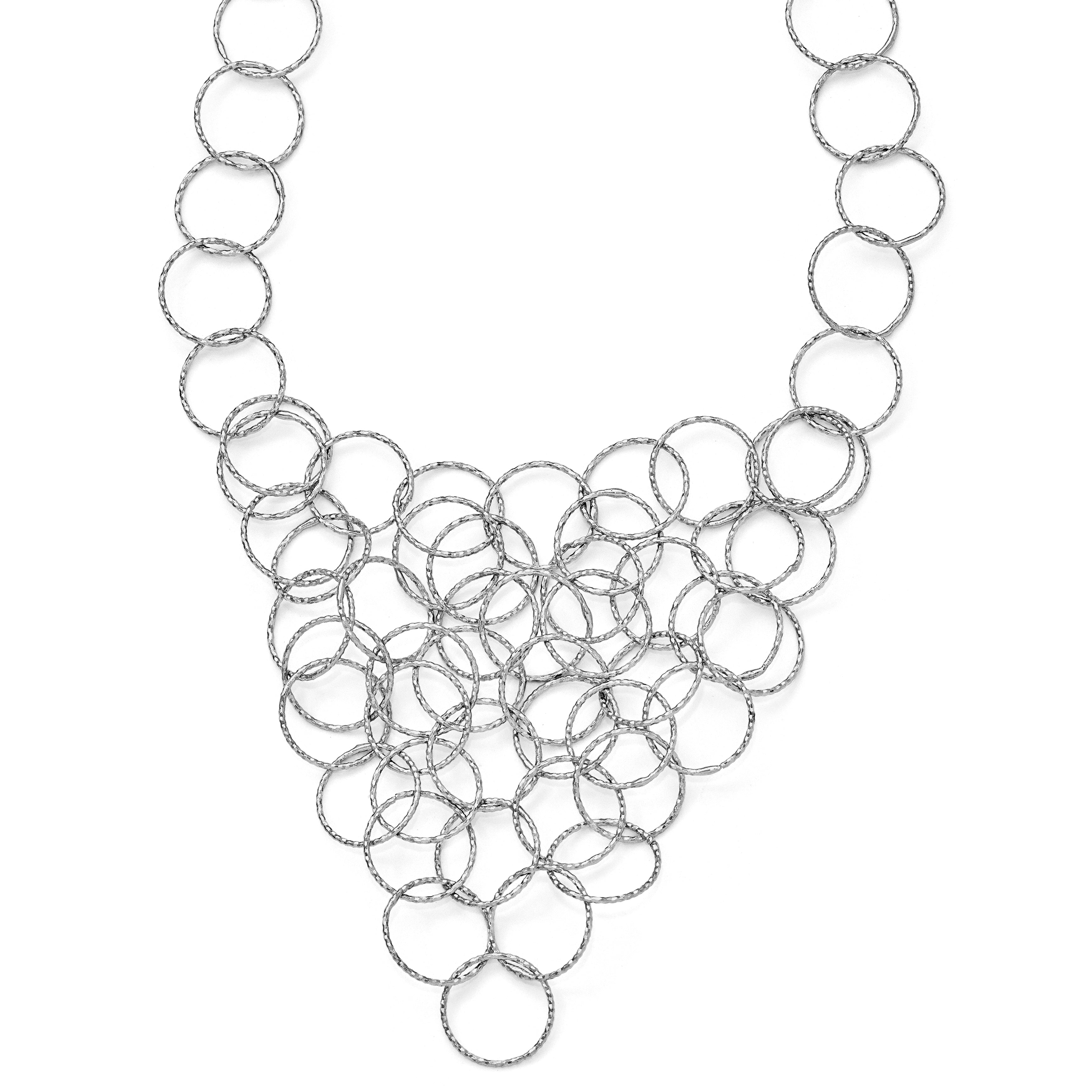 Sterling Silver Polished and Textured Fancy Link Necklace Main image