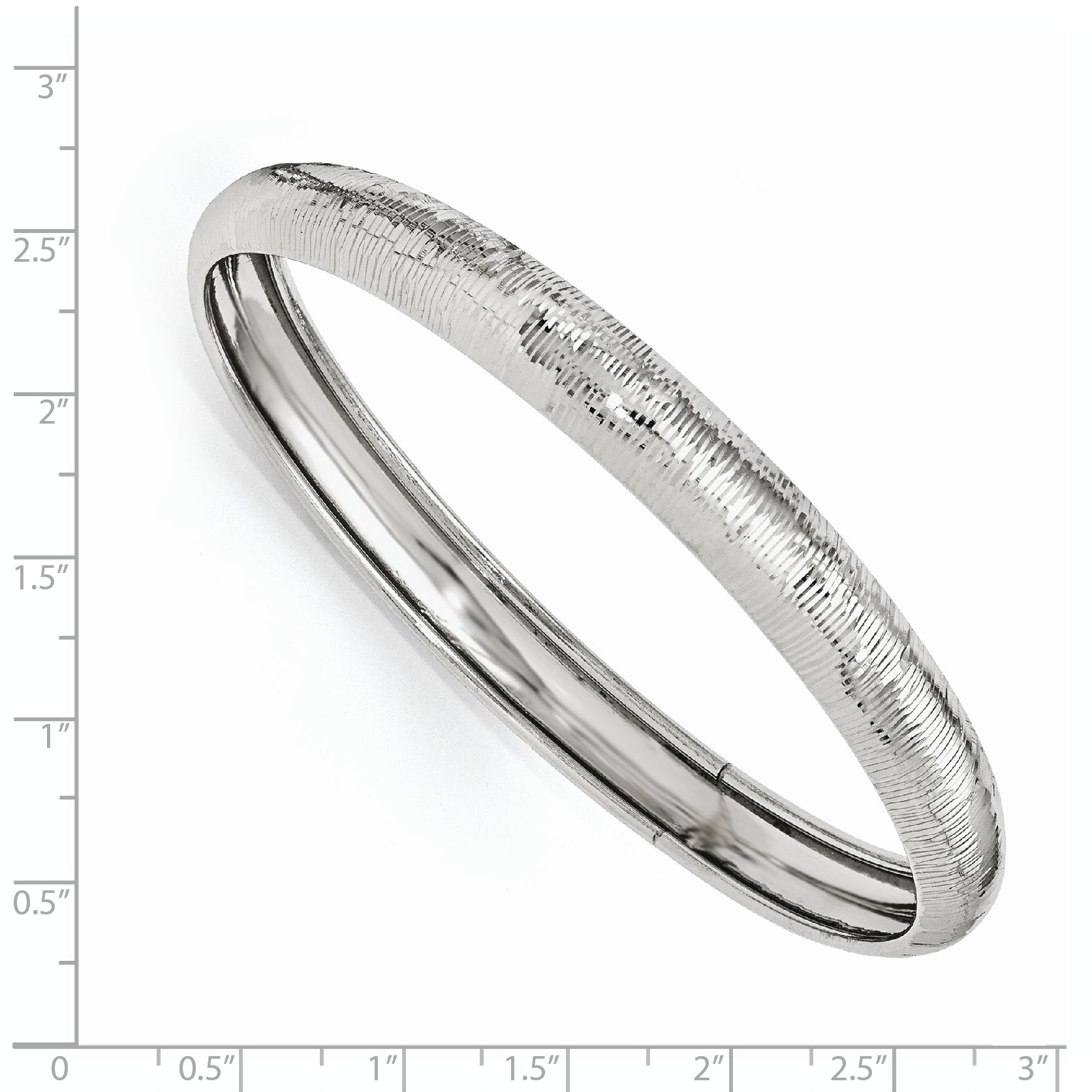 Radiant 925 Sterling Silver Diamond-Cut Rhodium Bangle Bracelet Secondary image