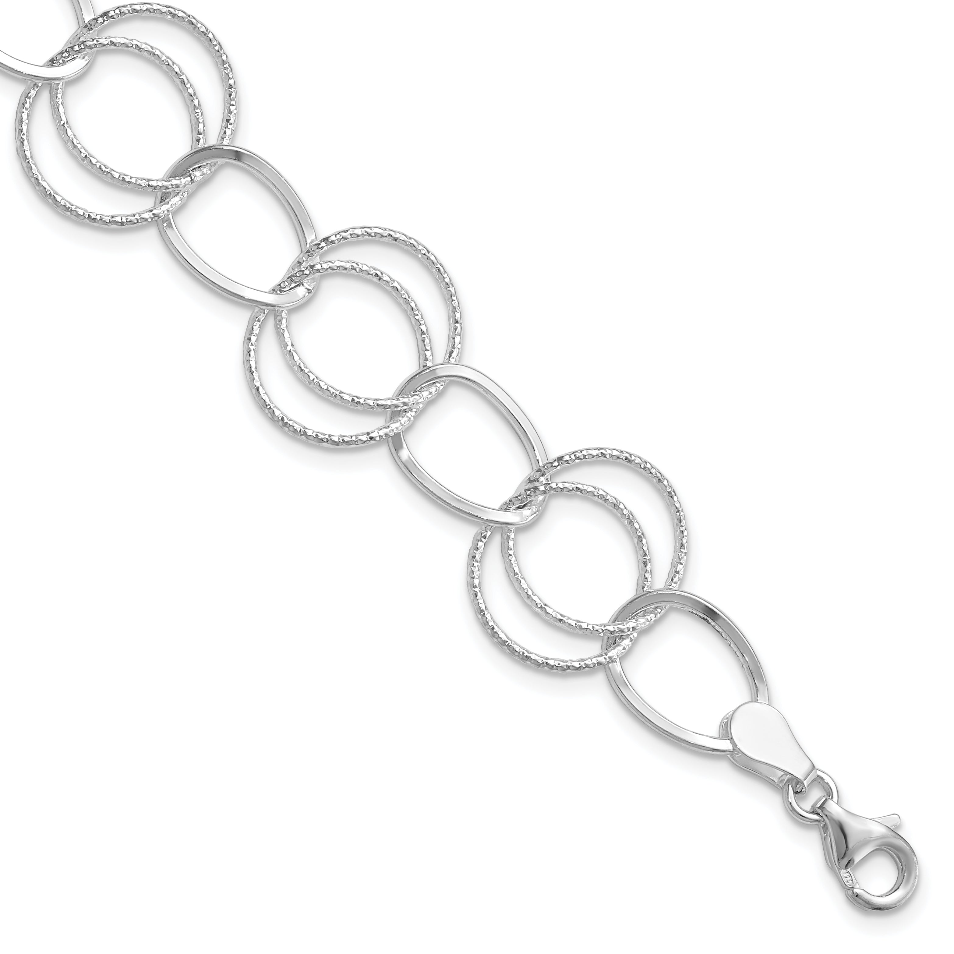 Sterling Silver Polished and Textured Fancy Link Bracelet Main image