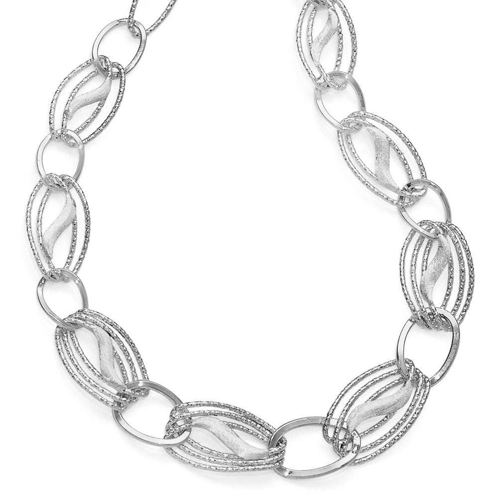 Leslie's Sterling Silver Polished and Textured Fancy Link Necklace
