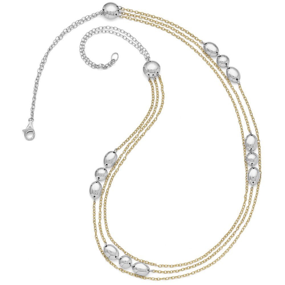 Sophia Jewelers Sterling Silver 24k Gold-Plated Multi-Strand Fancy Necklace