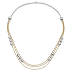 Sterling Silver Polished Gold-tone Flash 24k-Plated Multistrand Fancy Necklace