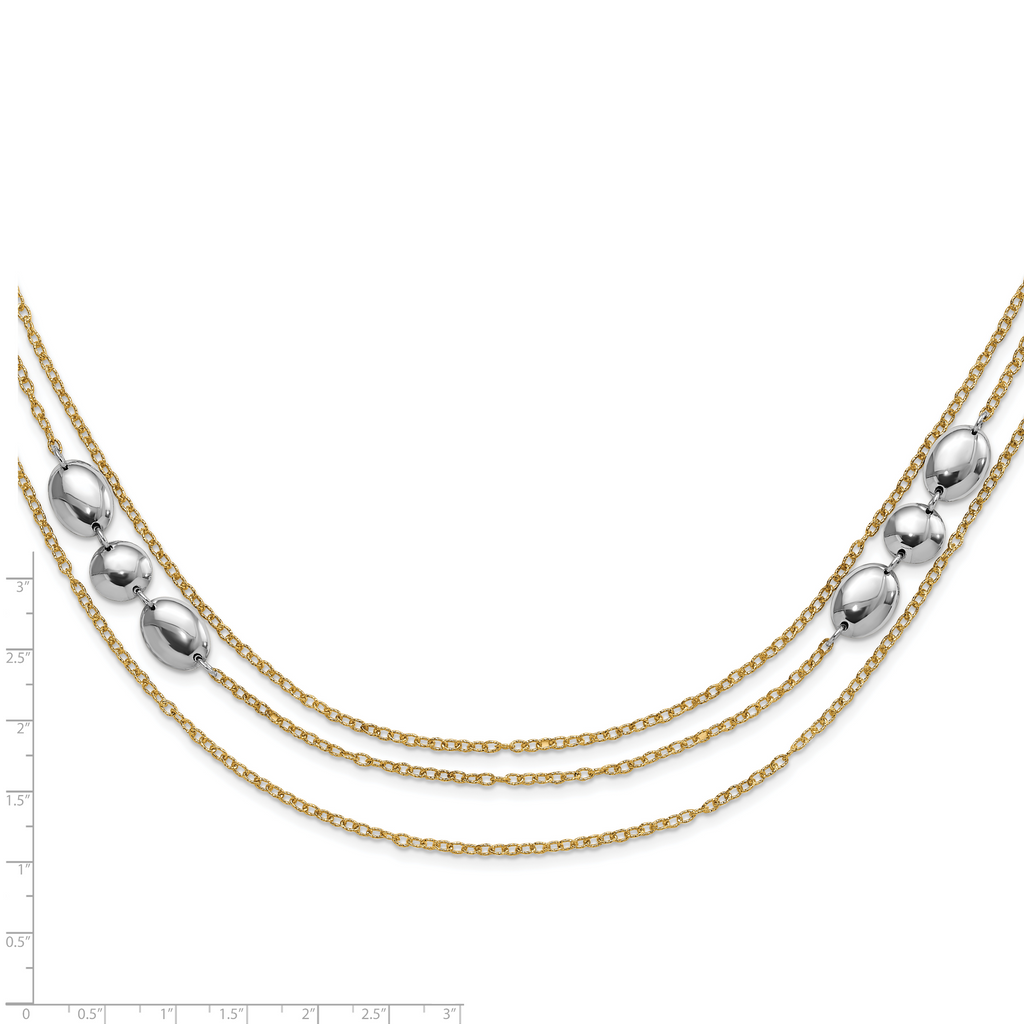 Sterling Silver Polished Gold-tone Flash 24k-Plated Multistrand Fancy Necklace