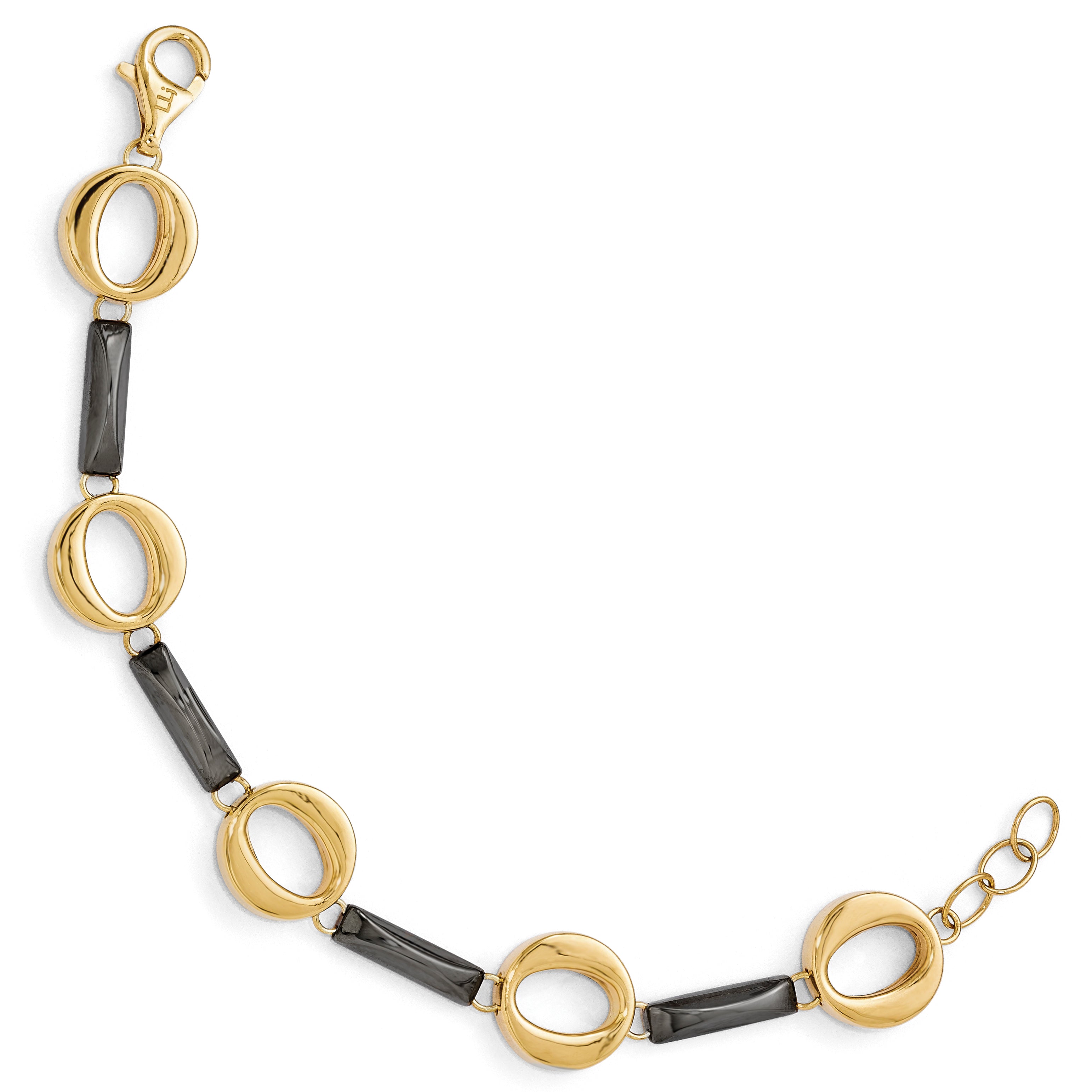 Sterling Silver Ruthenium/Gold-tone Flash 24k Plated Bracelet Secondary image