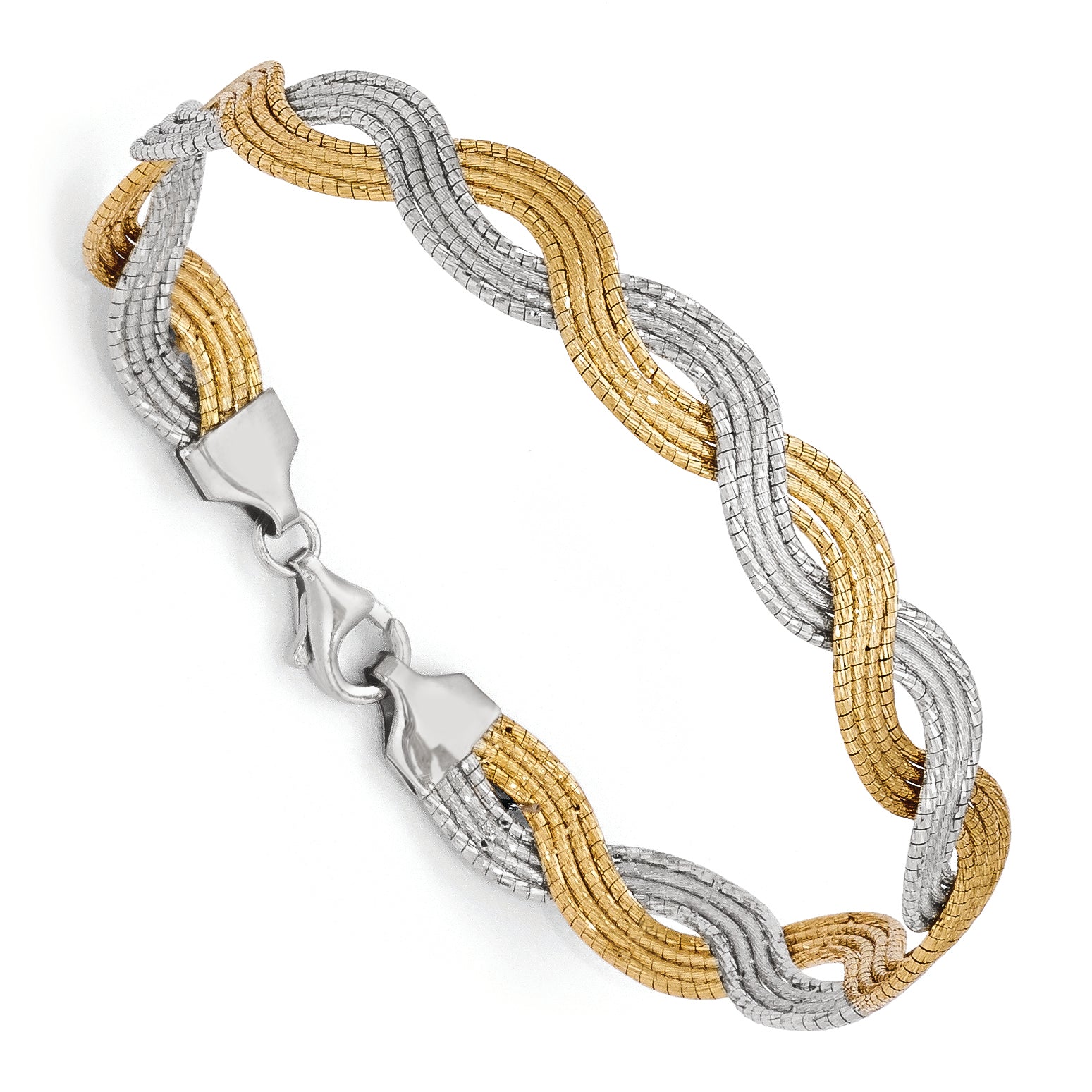 Sterling Silver Gold-plated Diamond-cut Twisted Bracelet Main image