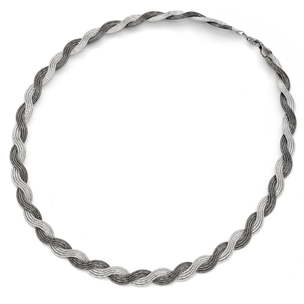 Sterling Silver Ruthenium-Plated Diamond-Cut Fancy Necklace 18.5 by Sophia Jewelers