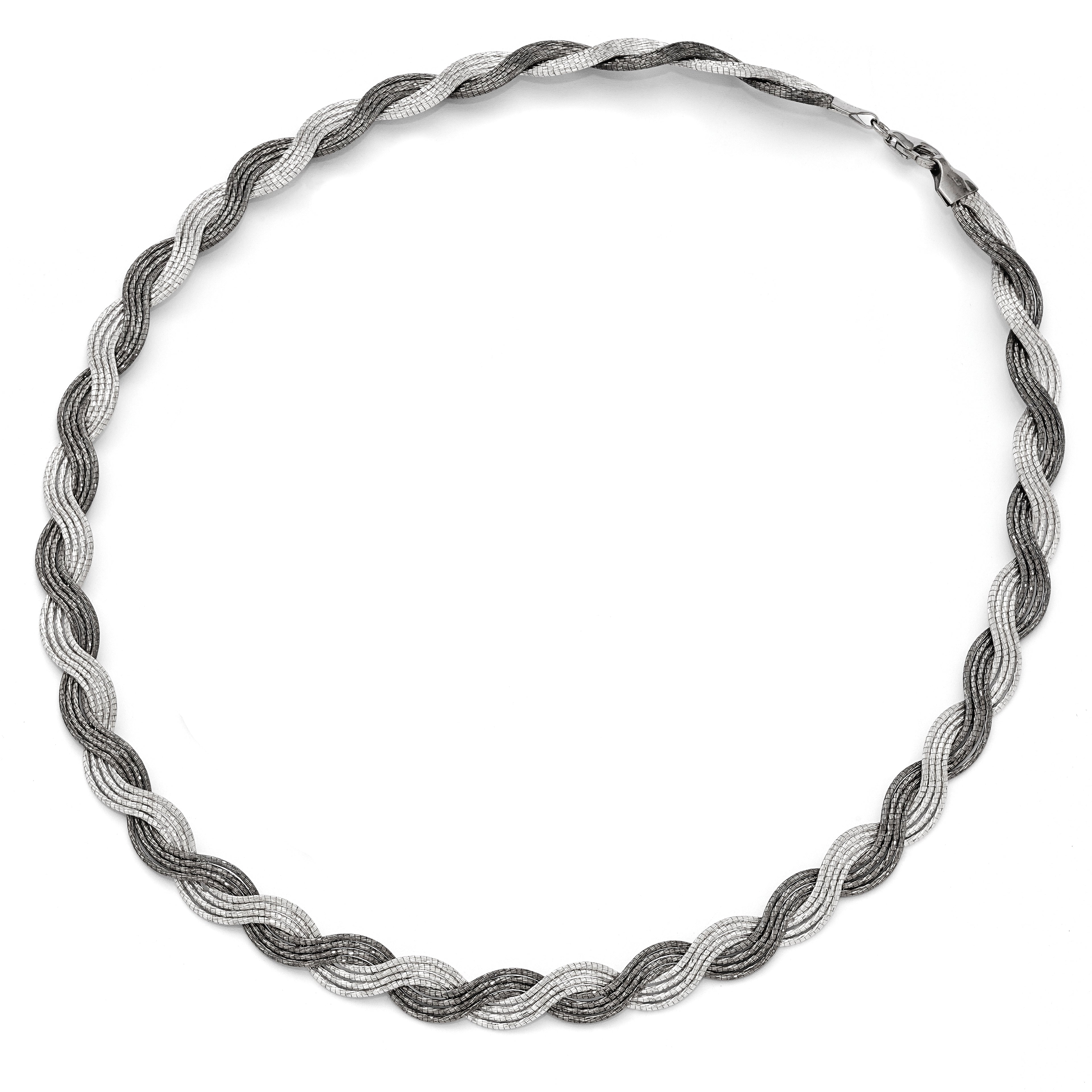 Sterling Silver Ruthenium-Plated Diamond-Cut Fancy Necklace 18.5 by Sophia Jewelers