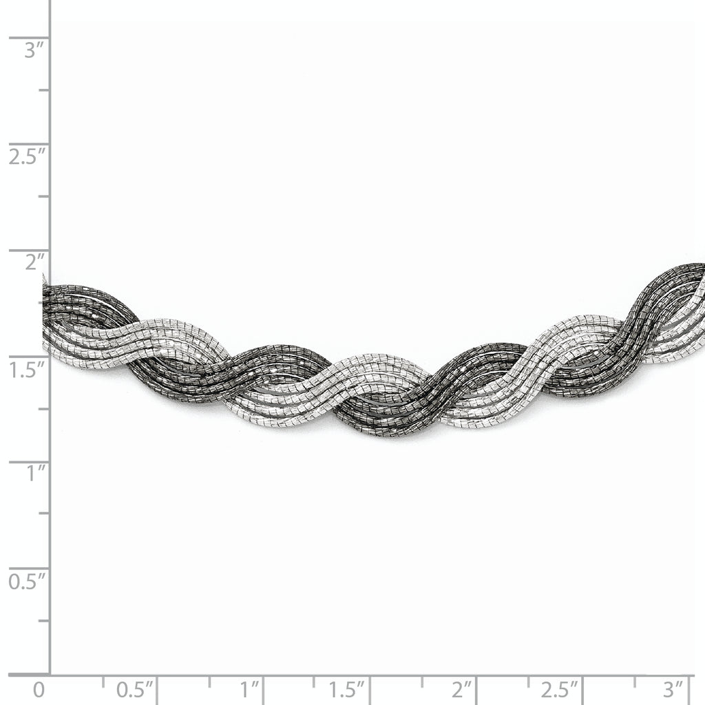 Sterling Silver Ruthenium-Plated Diamond-Cut Fancy Necklace 18.5 by Sophia Jewelers