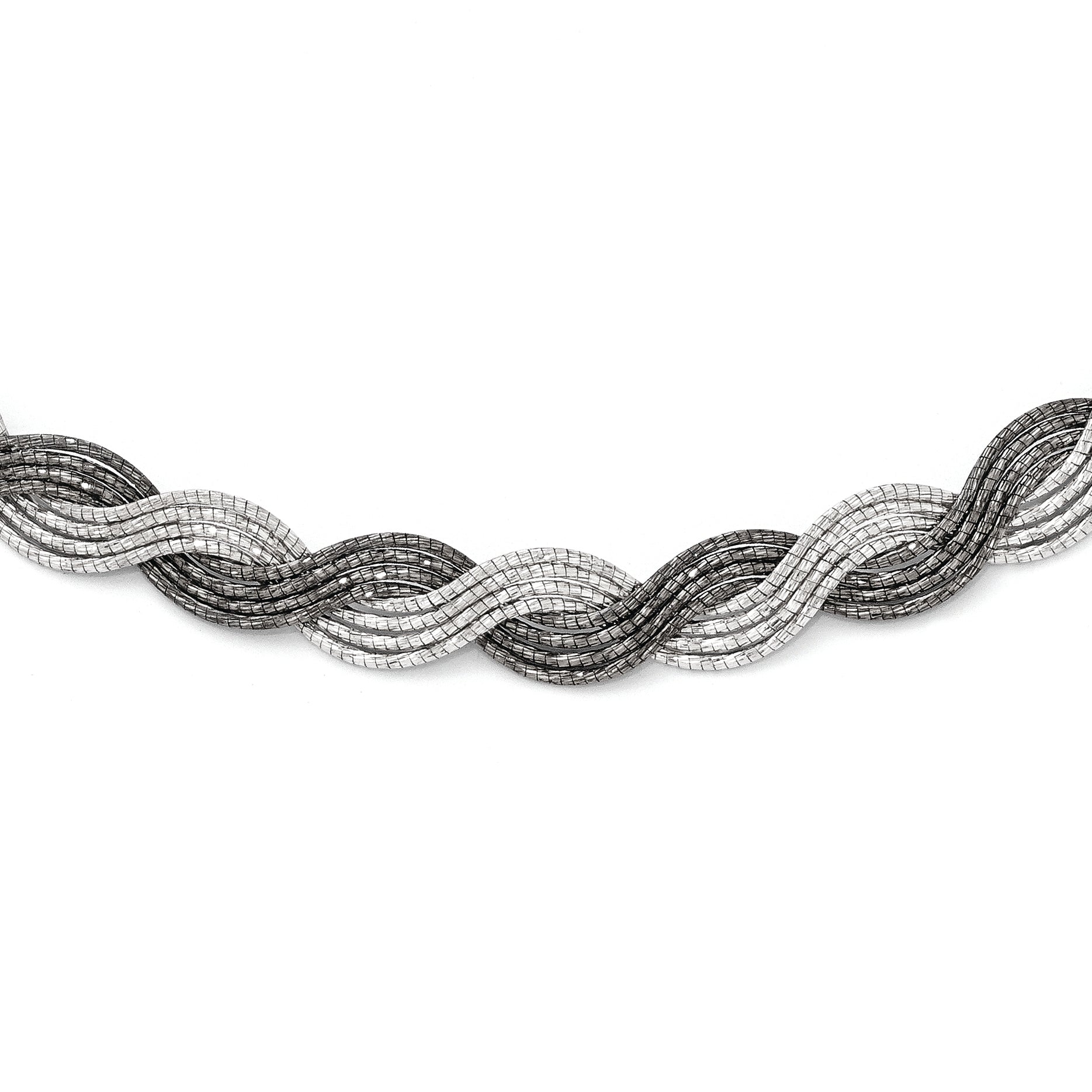 Sterling Silver Ruthenium-plated Diamond-cut Necklace