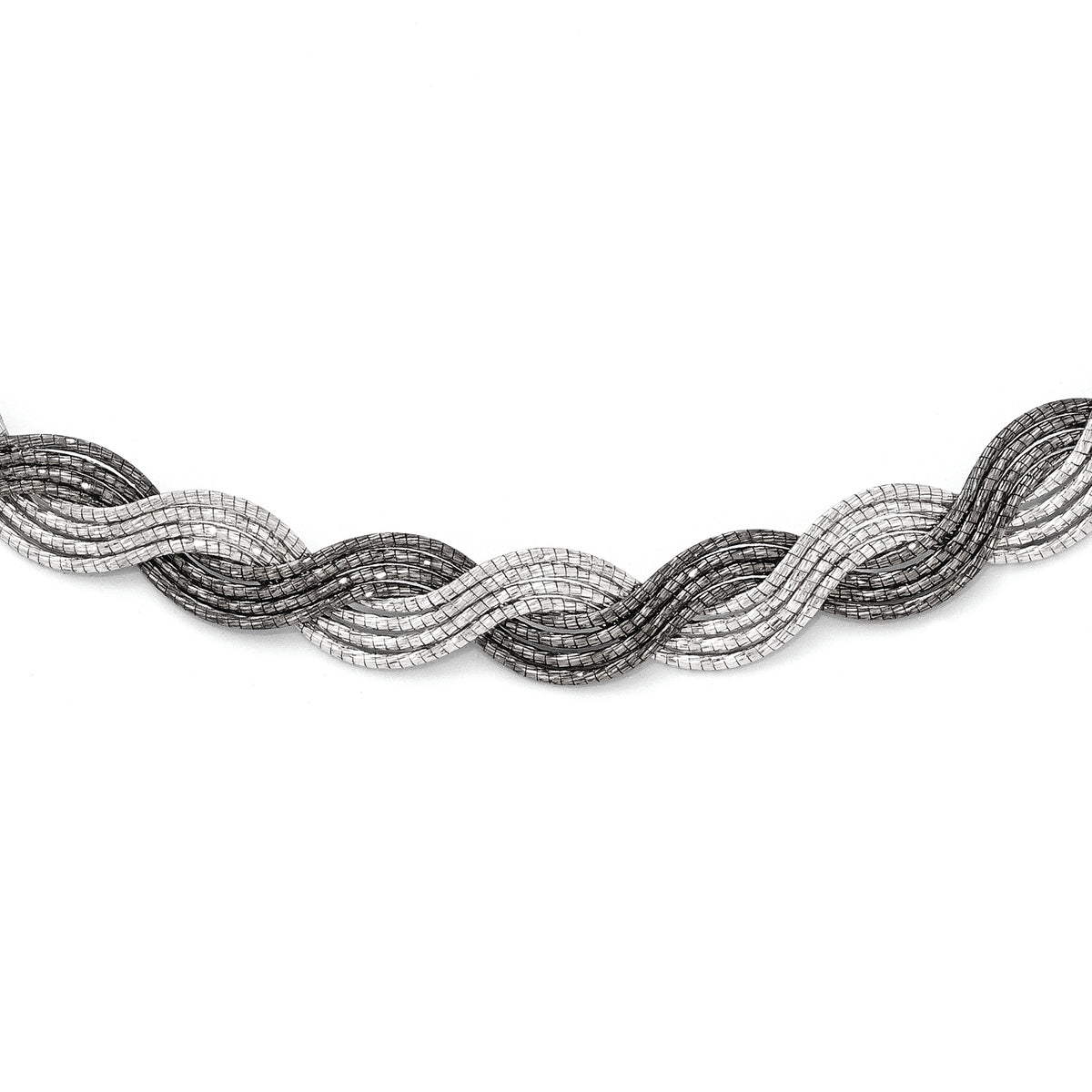 Sterling Silver Ruthenium-plated Diamond-cut Necklace