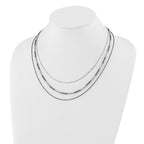 Sterling Silver Ruthenium-Plated Multistrand Necklace with Diamond-Cut Elegance