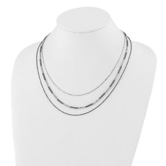 Sterling Silver Ruthenium-Plated Multistrand Necklace with Diamond-Cut Elegance