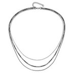 Sterling Silver Ruthenium-Plated Multistrand Necklace with Diamond-Cut Elegance