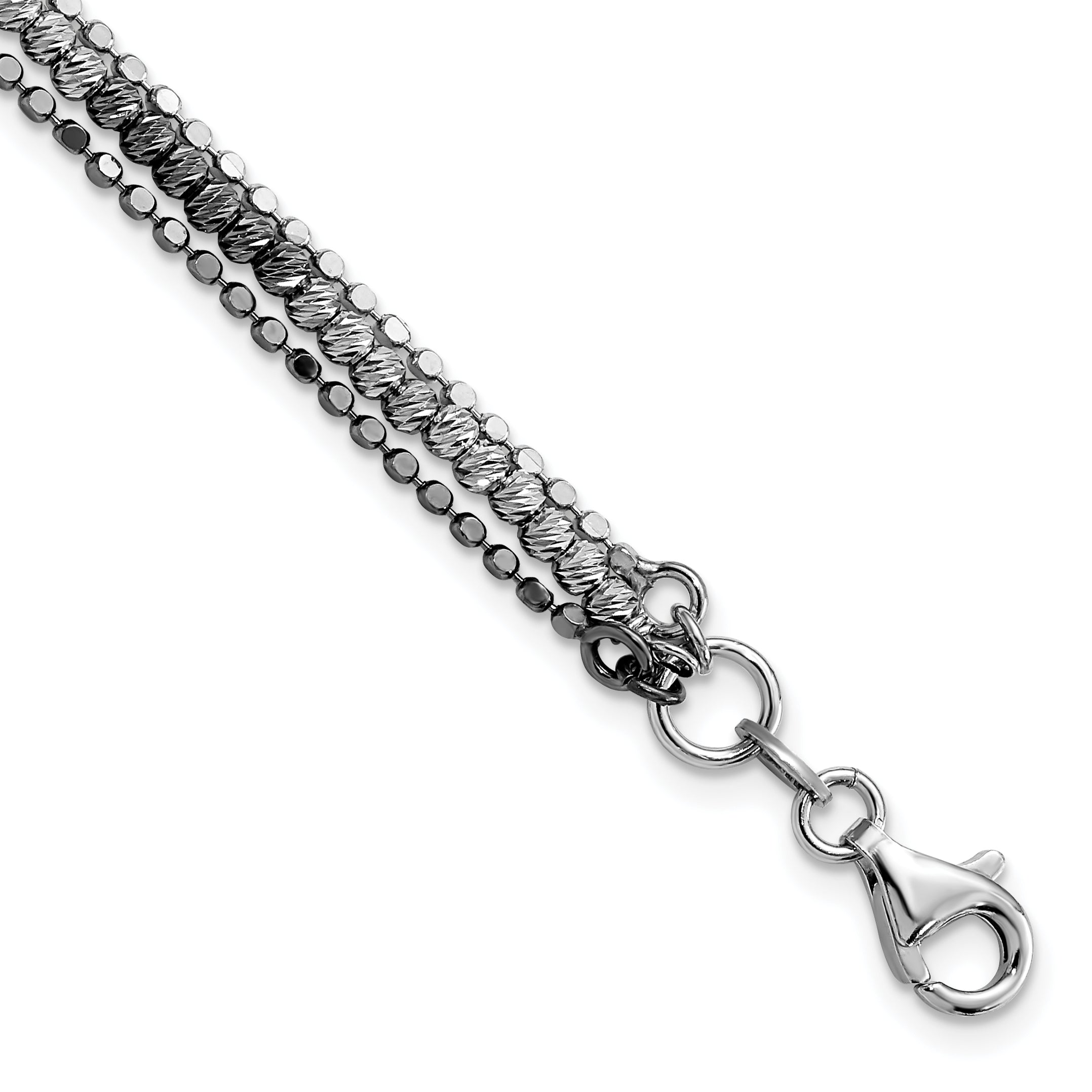 Sterling Silver Ruthenium-plated D/C w/1in ext Bracelet Main image